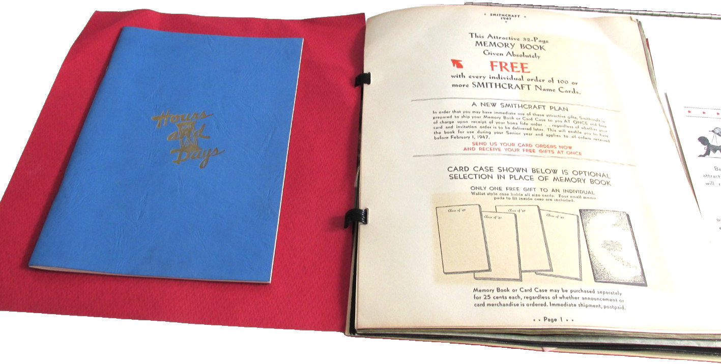 1947 SMITHCRAFT High School Graduation Invitations & Cards Salesman Sample Book