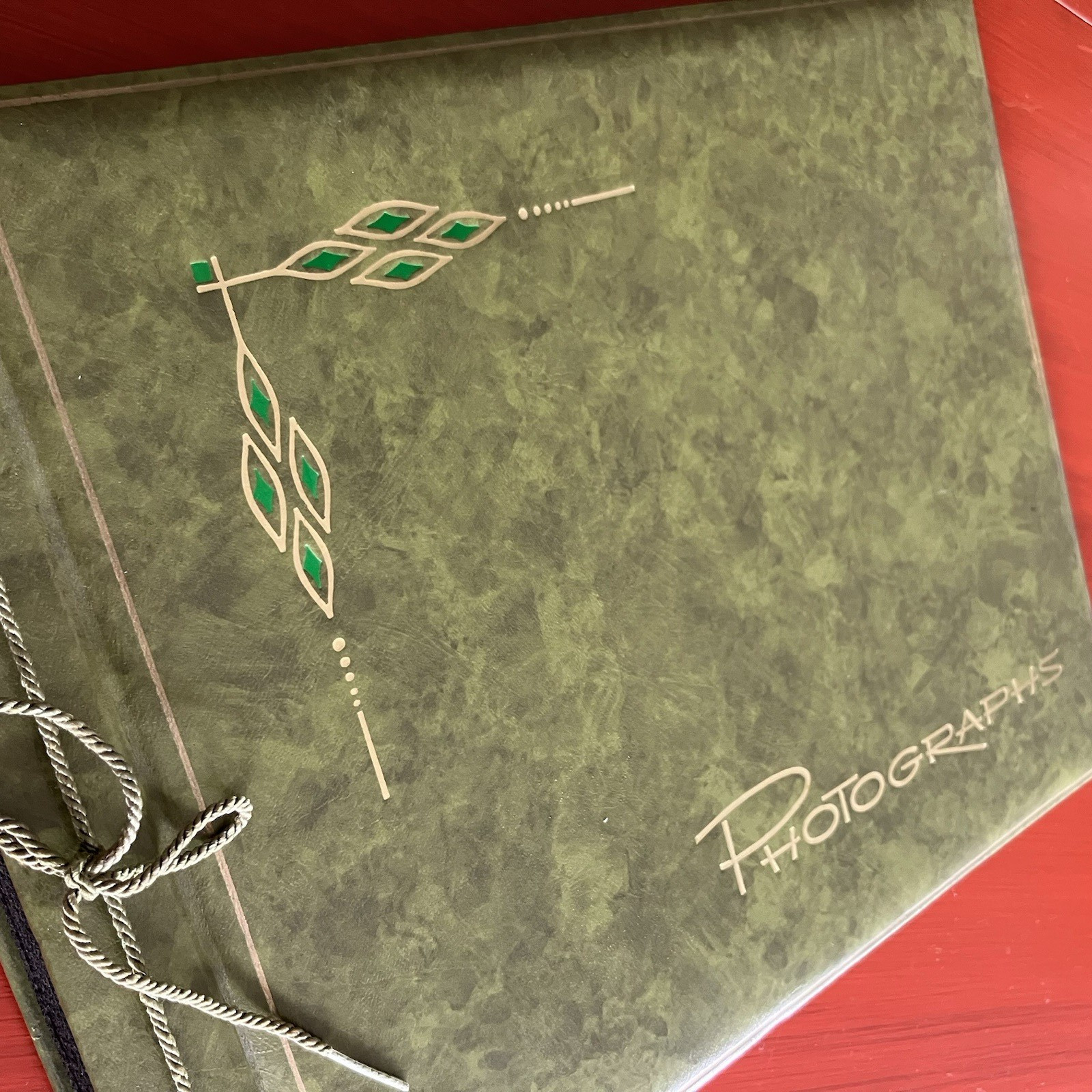 Vintage Herald Square Photo Album Unused Green Foil Accents Black Paper 11x 14