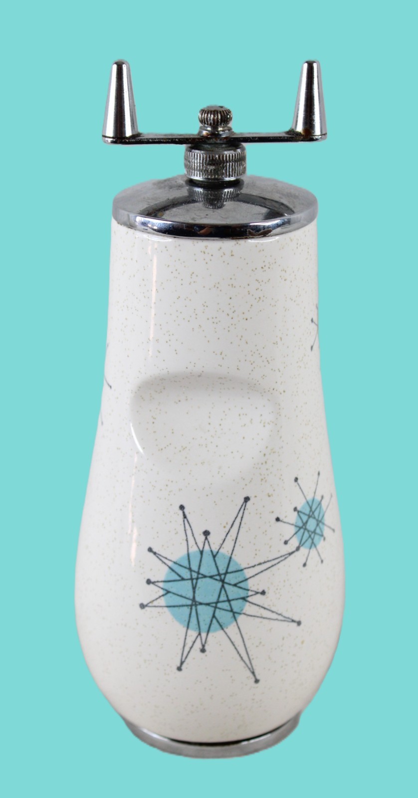 Rare Vintage Franciscan Pottery Atomic Starburst Pepper Grinder Mill MCM Sputnik