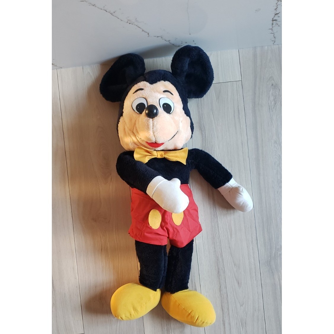 Knickerbocker Mickey Mouse Plush Toy Vintage Large Black Red Yellow 32in Disney
