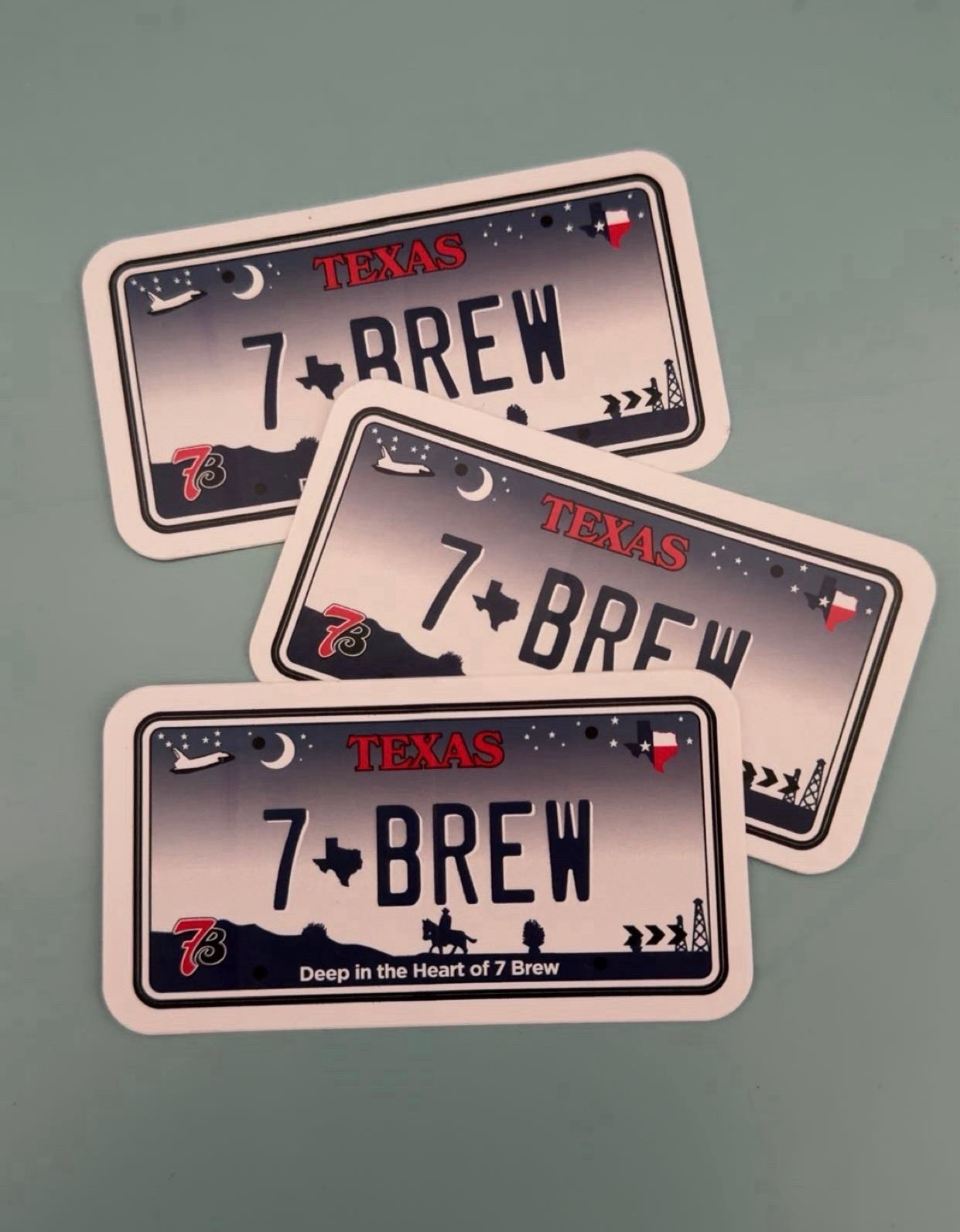 7 Brew TEXAS License Plate Sticker 3.25