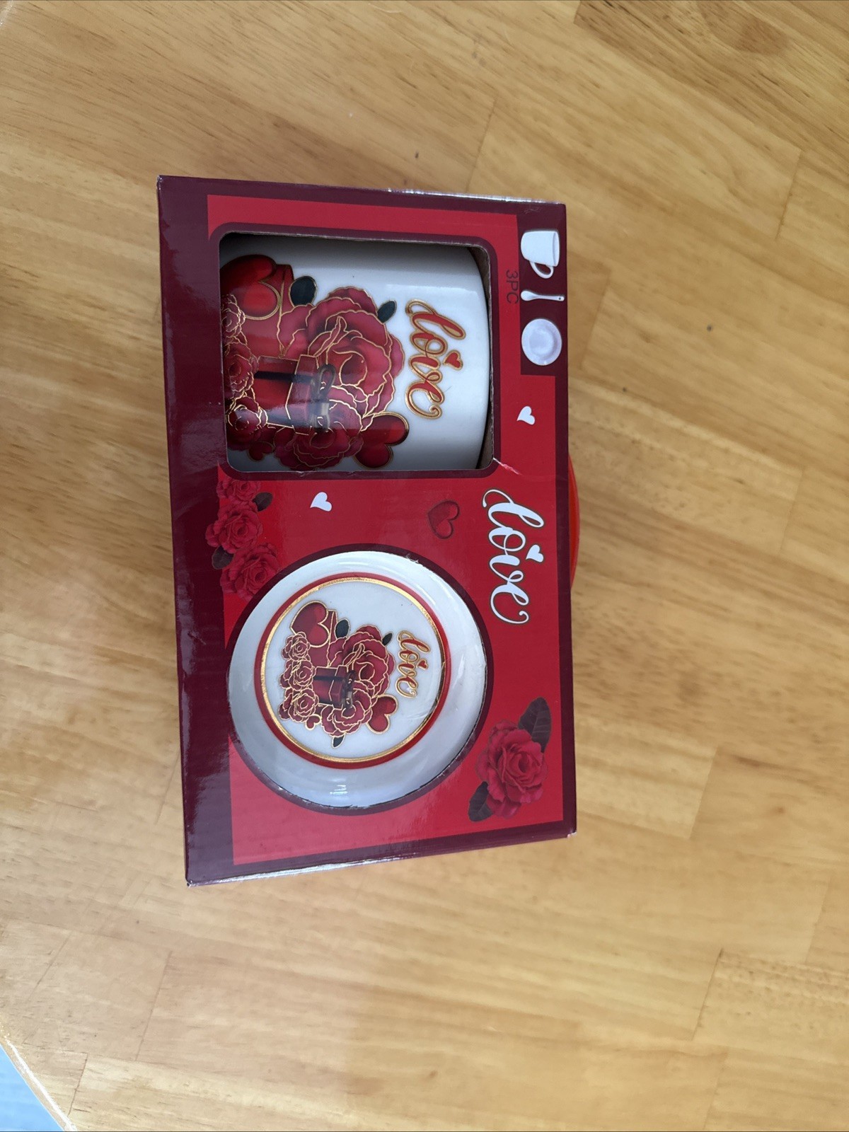 Valentine's LOVE Novelty Gift Box With Love You Mug, tea coaster And Spoon