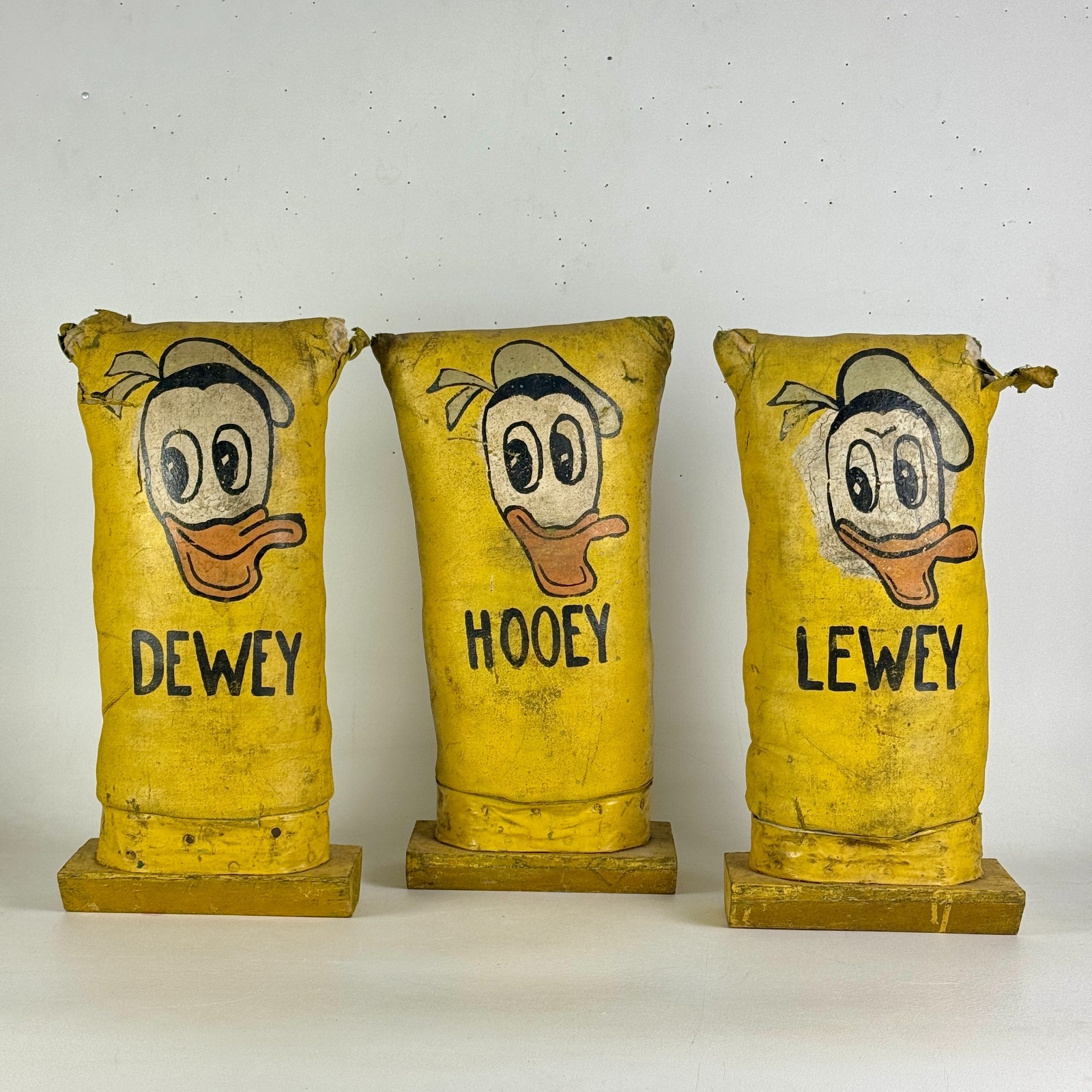 Set of 3 Vintage Carnival Knock Downs Featuring Huey, Dewey, & Louie, Folk Art 