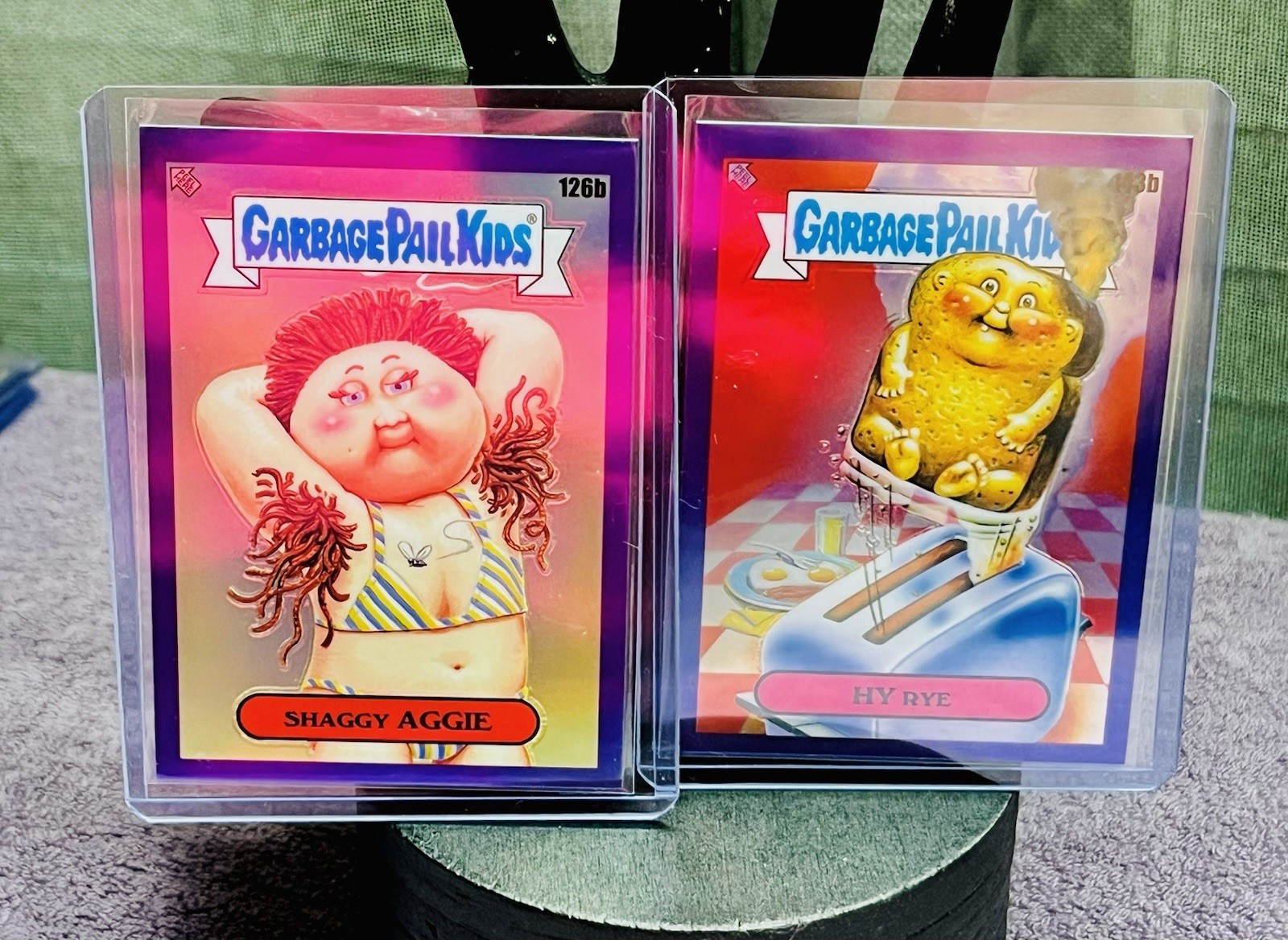 Set/2 Rare GPK Cards Gold Serial Number Stamped Purple Boarded Refractors Mint