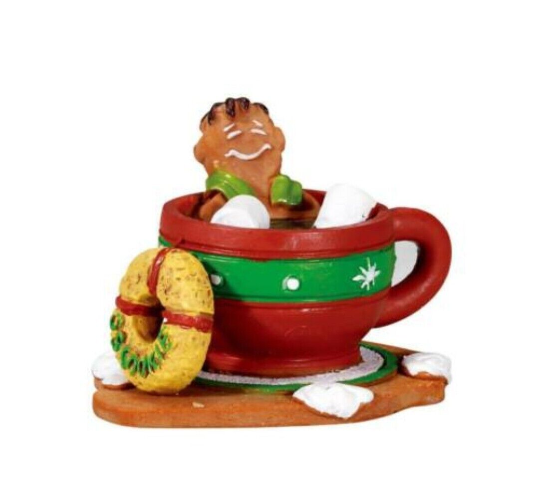 Lemax Gingerbread Man In Hot Chocolate Tea Cup Sugar N Spice Village Figurine 
