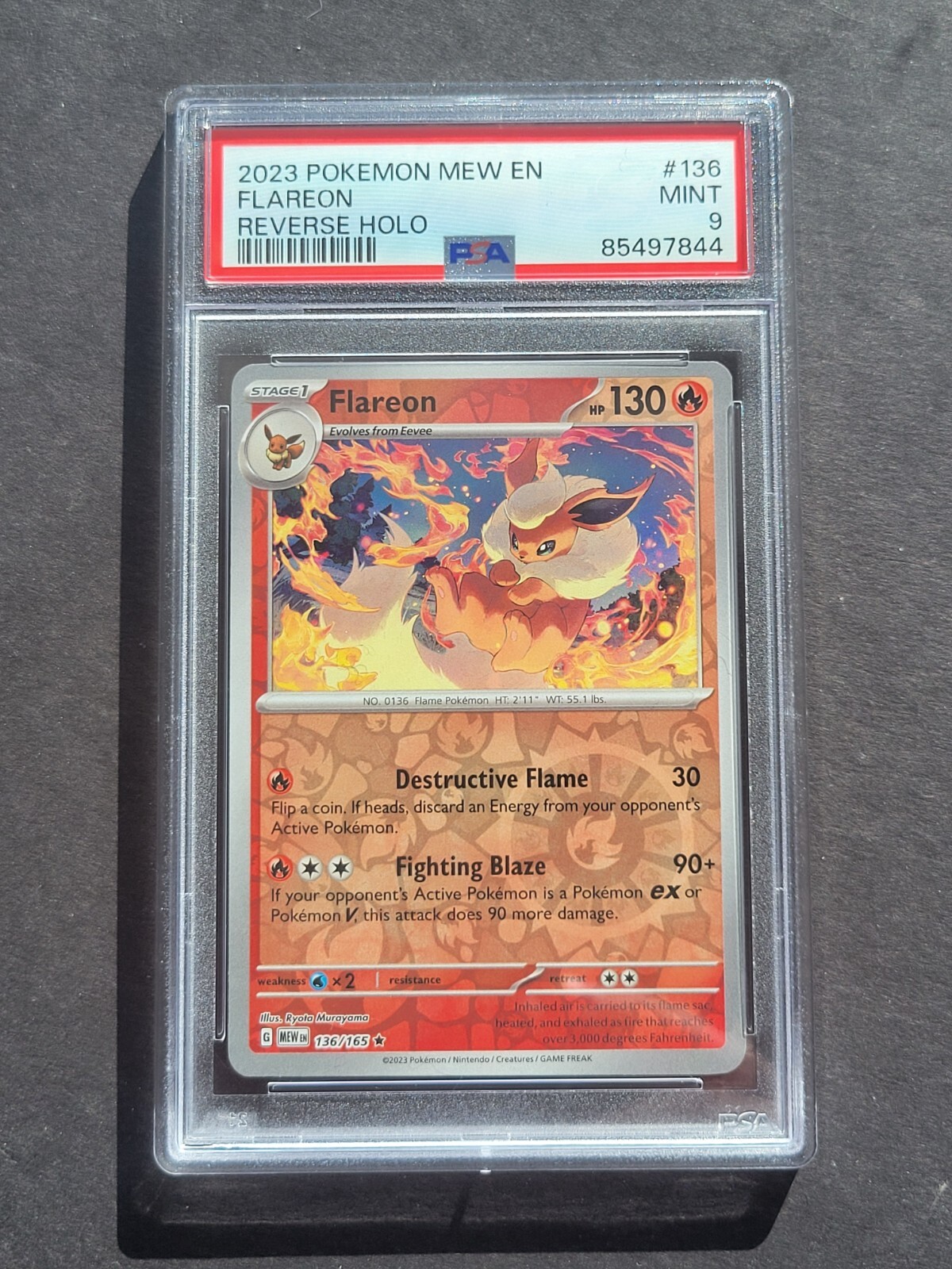PSA 9 FLAREON 136/165 - SCARLET & VIOLET 151 REVERSE HOLO RARE ENGLISH - MINT PSA 9 FLAREON 136/165 - SCARLET & VIOLET 151 REVERSE HOLO RARE ENGLISH - MINT