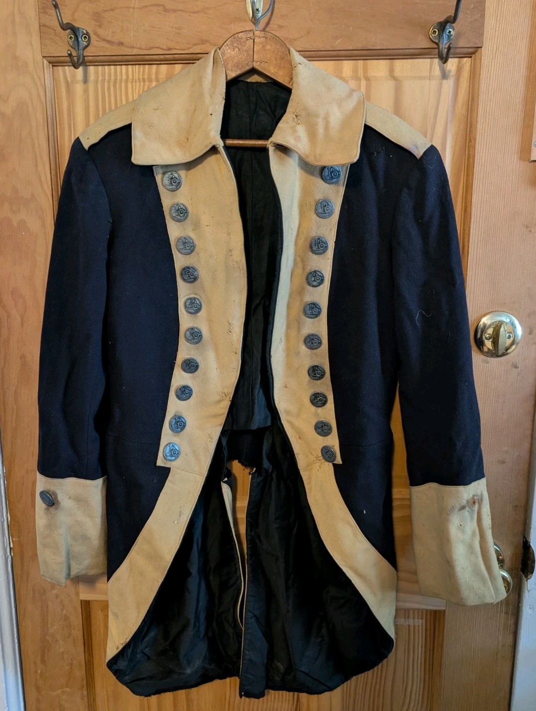 Antique Revolutionary War NY Continental Army Militia ReenactmentTailcoat Jacket