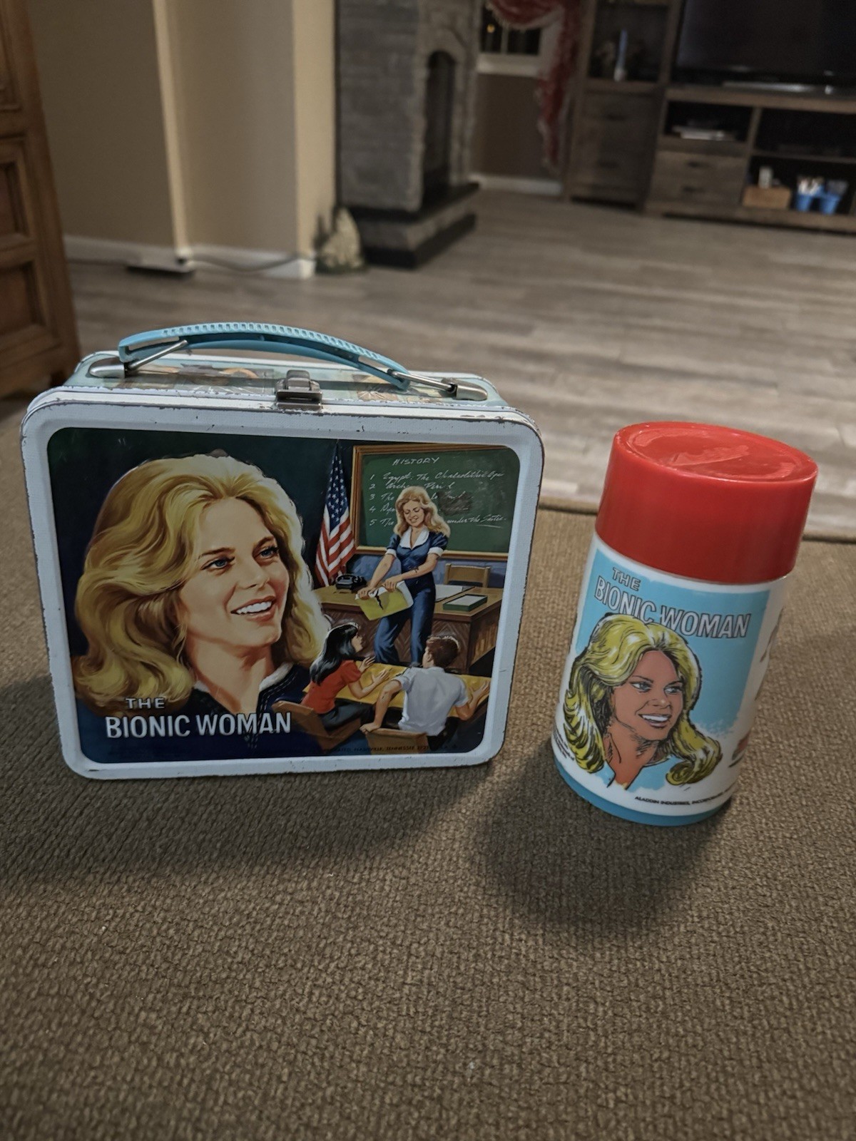 Bionic Woman 1978 Aladdin Vintage Metal Lunchbox and Thermos