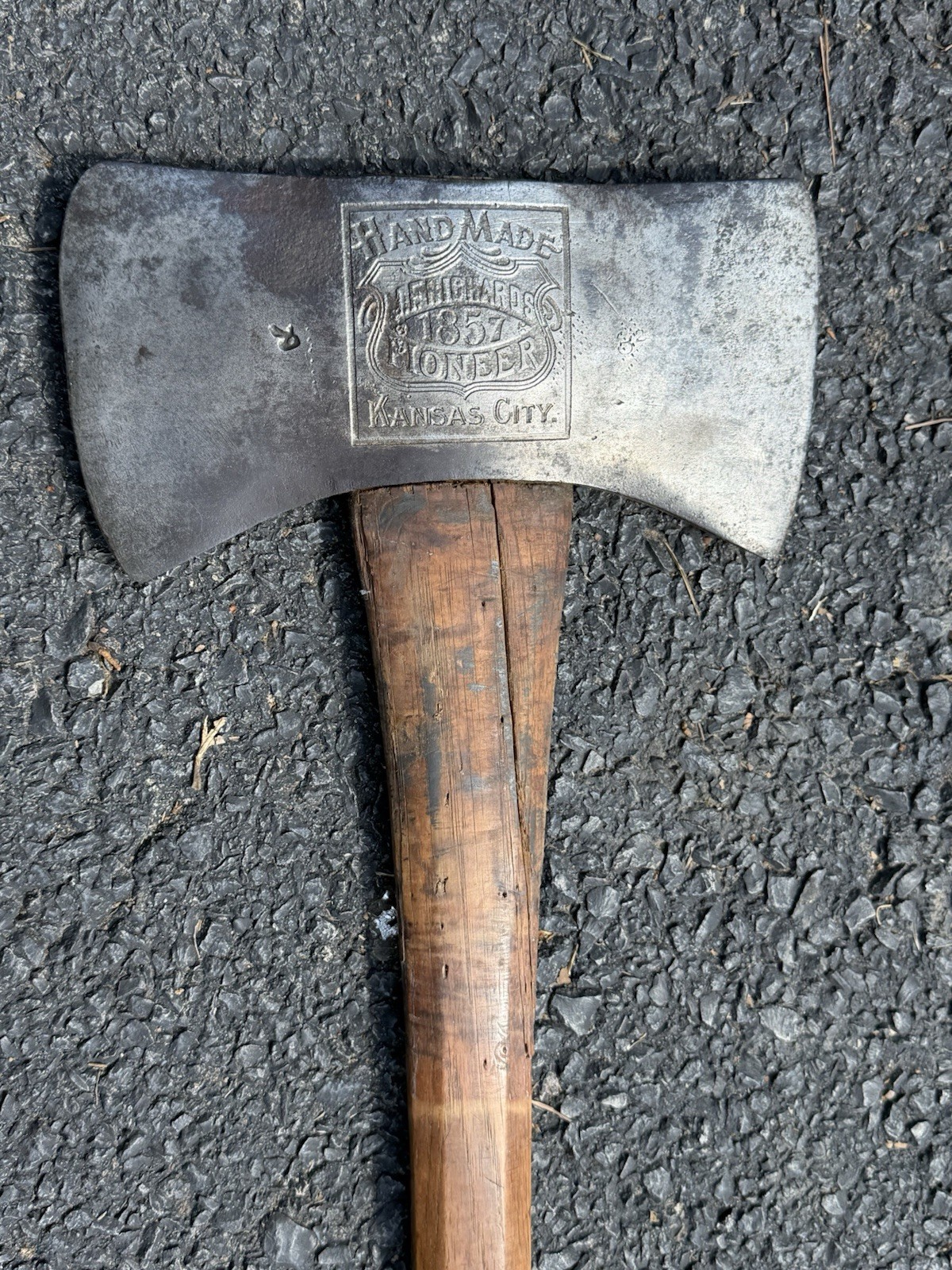 Antique Hand Made J.F. Richards Pioneer 1857 Kansas City Double Bit Ax Axe Antique Hand Made J.F. Richards Pioneer 1857 Kansas City Double Bit Ax Axe