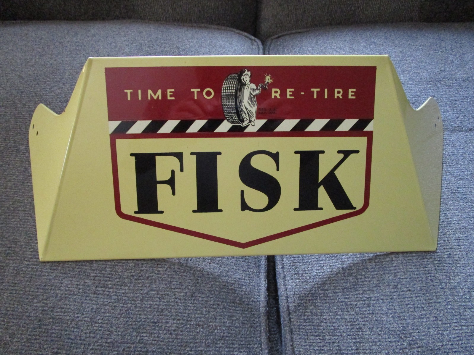 Vintage Original 1951 Fisk Tires Metal Tire Rack Display Sign \ Vintage Original 1951 Fisk Tires Metal Tire Rack Display Sign \