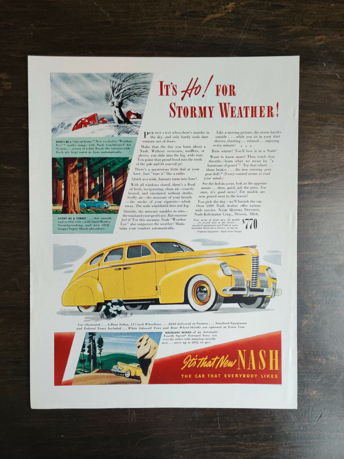 Vintage 1938 Yellow Four Door Sedan Full Page Originall Ad Vintage 1938 Yellow Four Door Sedan Full Page Originall Ad