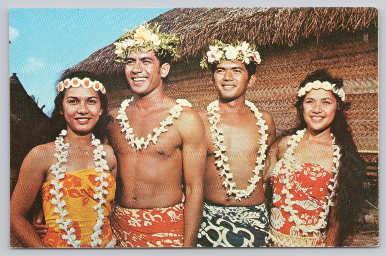 Vintage Hawaiian Polynesian Cultural Center Tahitian Village Postcard