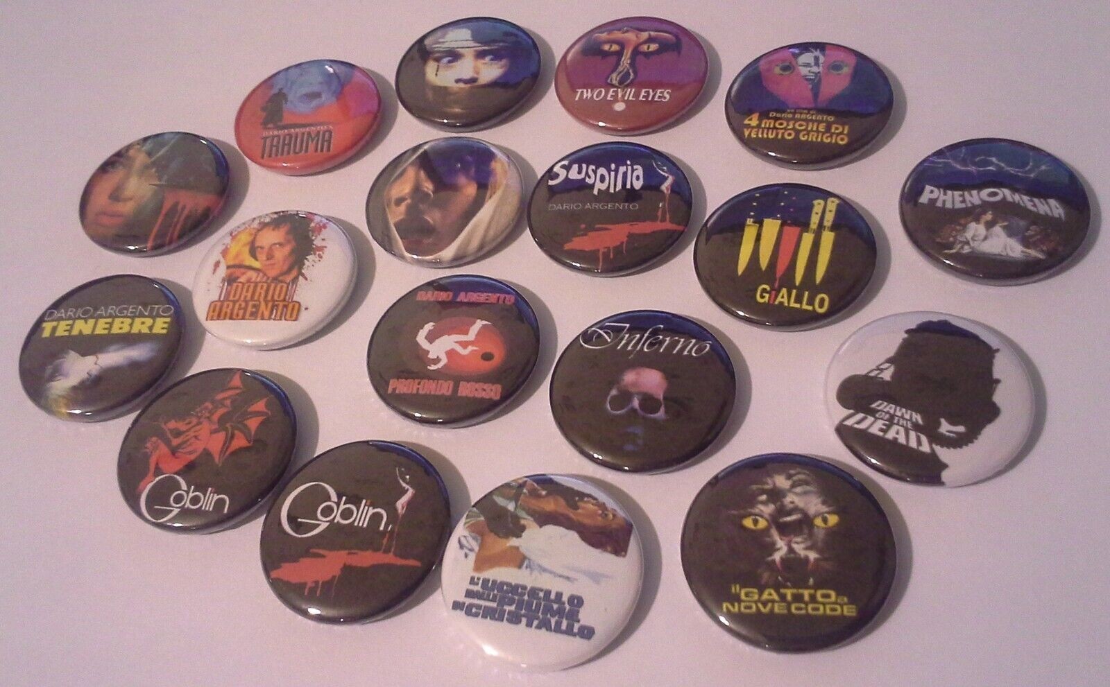 18 Dario Argento Goblin Button / Pin Badges 25mm/1 inch glossy High Quality