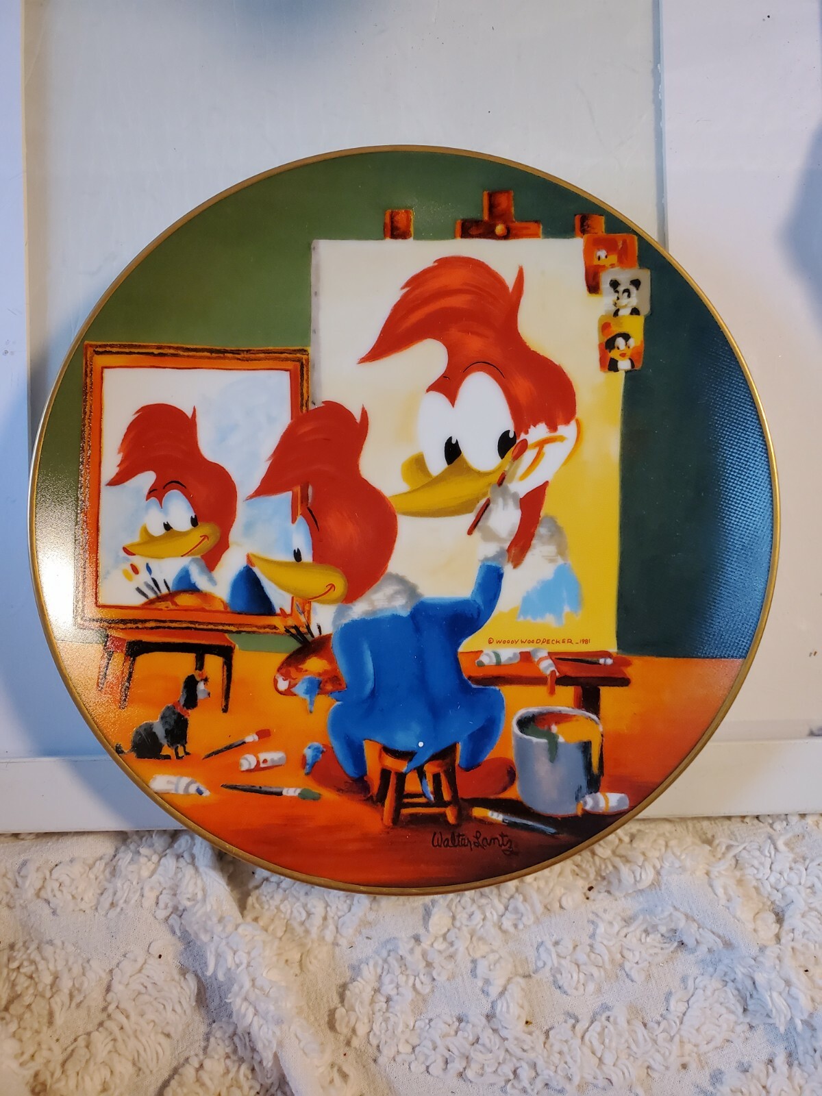 WOODY\'S TRIPLE-SELF PORTRAIT collector plate Walter Lantz WOODY WOODPECKER