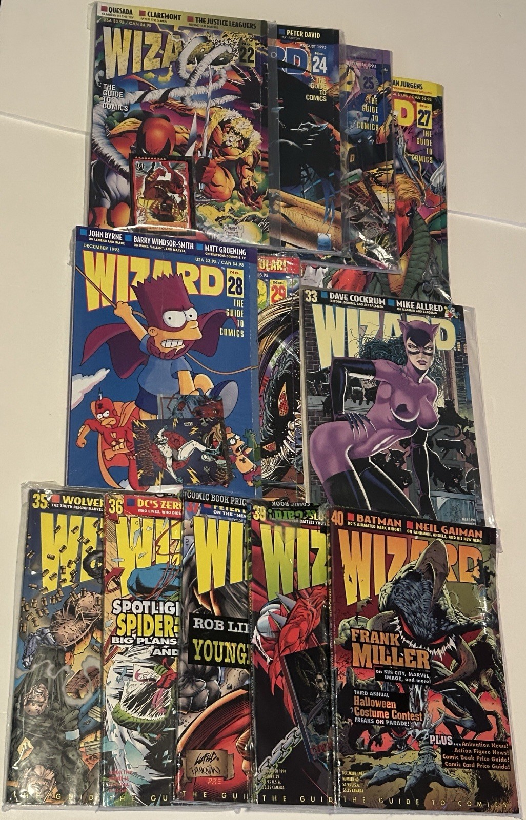 Lot of 12 Wizard Comic Book Guide Magazines ~ VG Cond ~ Bart Simpson, Cat Woman Lot of 12 Wizard Comic Book Guide Magazines ~ VG Cond ~ Bart Simpson, Cat Woman