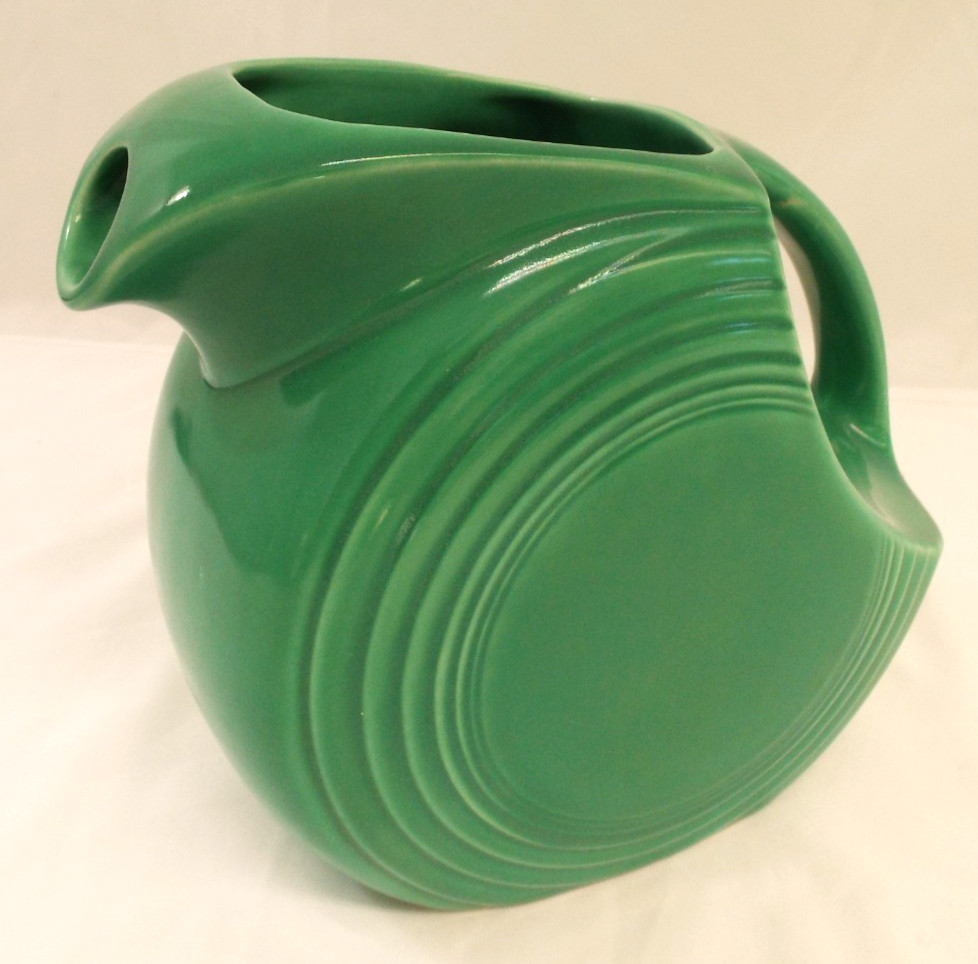 Vintage Fiesta Homer Laughlin Older HLC Disk Pitcher Water Jug Light Green Large Vintage Fiesta Homer Laughlin Older HLC Disk Pitcher Water Jug Light Green Large