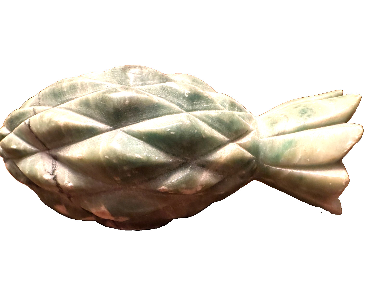 Vintage MCM Set of 2 Alabaster Pineapple Paperweights