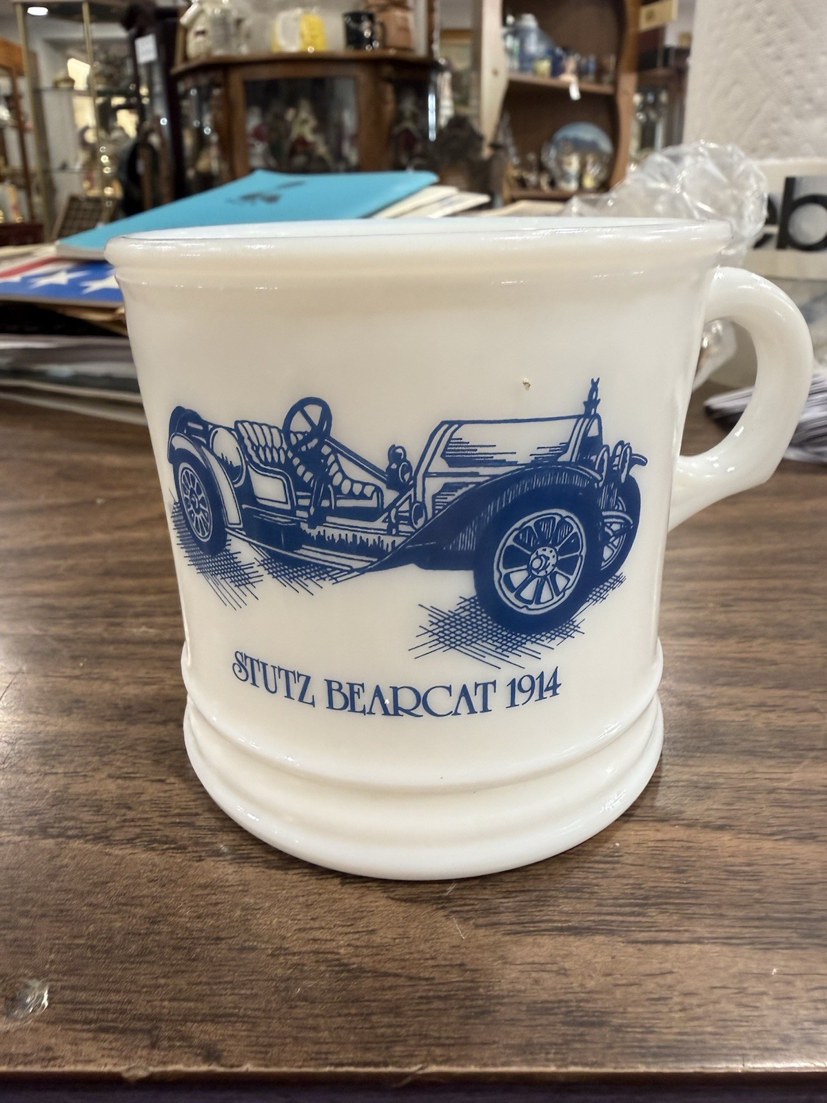 Shaving Mug Stutz Bearcat 1914 Surrey Milk Glass Vintage See Pics Shaving Mug Stutz Bearcat 1914 Surrey Milk Glass Vintage See Pics