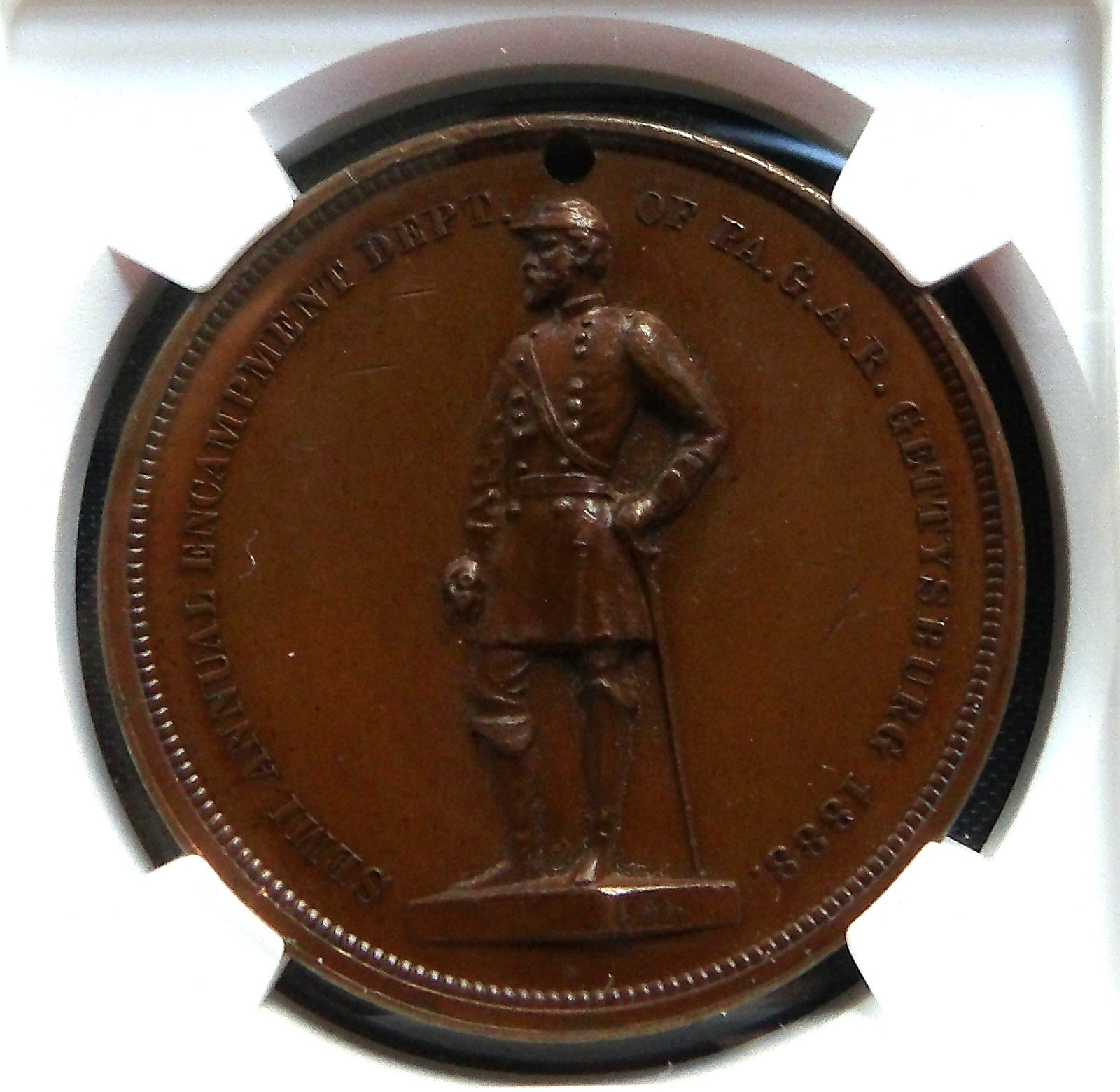 1888 GAR Gettysburg PA Encampment Bronze Medal Civil War Anniversary NGC MS61 BN