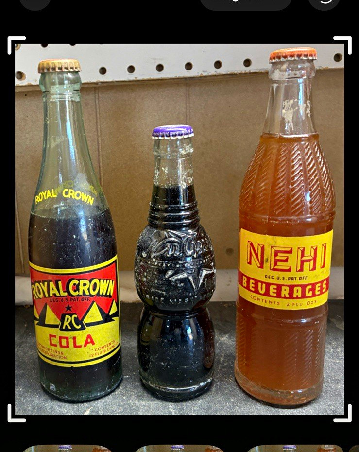 Vintage Soda Bottle Mixed Lot Multi-Color RC Cola Nehi Dr Pepper Grapette 7UP