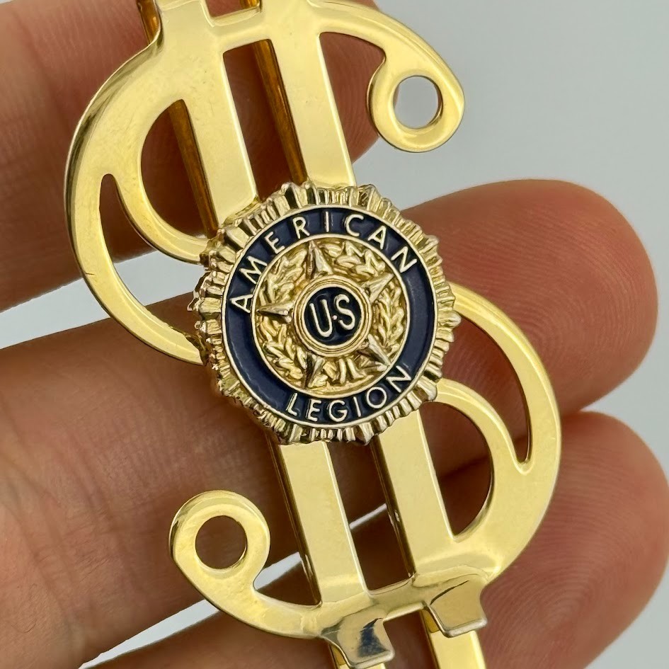 Vtg American Legion Money Clip Gold Tone Blue Enamel Fraternal Veteran