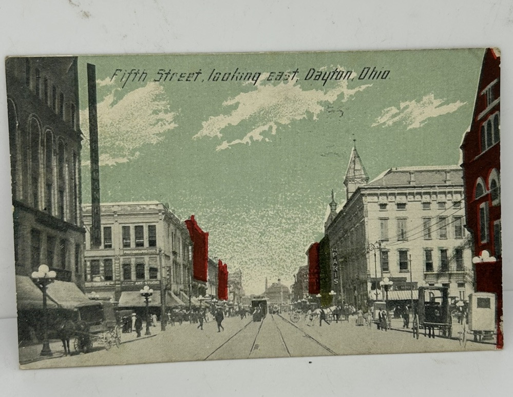 Vintage Postcard Fifth St Looking East DAYTON, OH Early 1900s Posted 1912