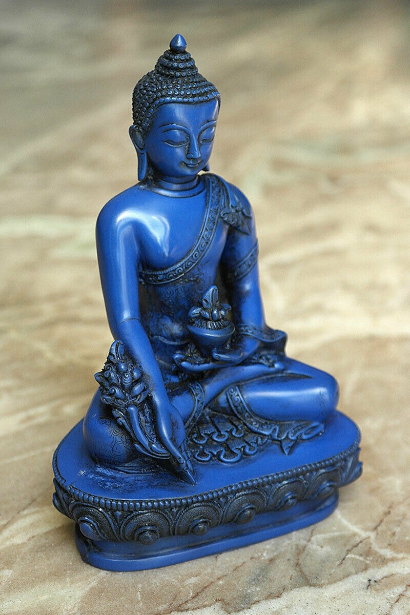 Handmade Blue Resin Medicine Buddha Statue Handmade Blue Resin Medicine Buddha Statue