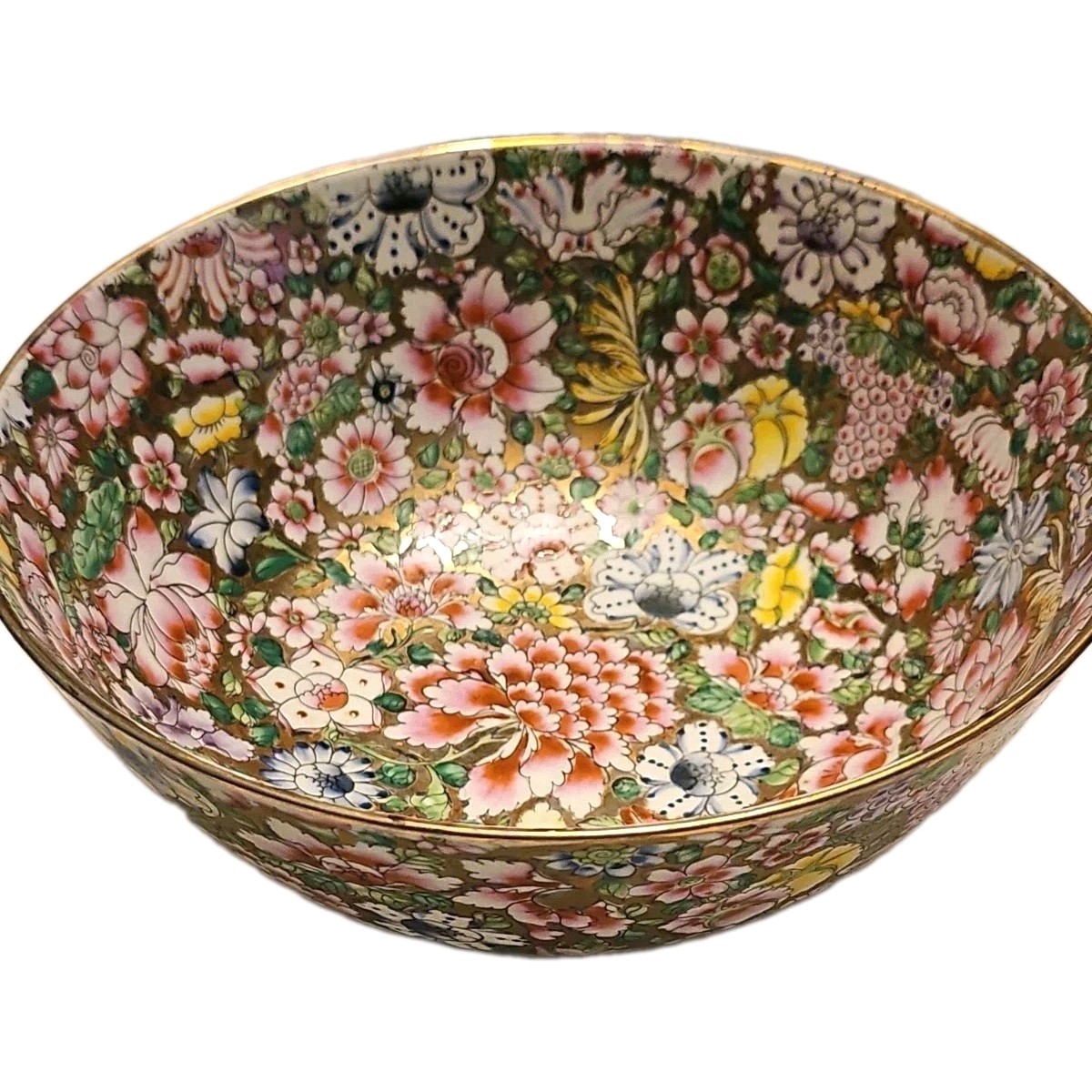 Vintage Japanese Chinese Hand Painted Floral W/ Gold Gilt Millefleur Bowl 10 Vintage Japanese Chinese Hand Painted Floral W/ Gold Gilt Millefleur Bowl 10