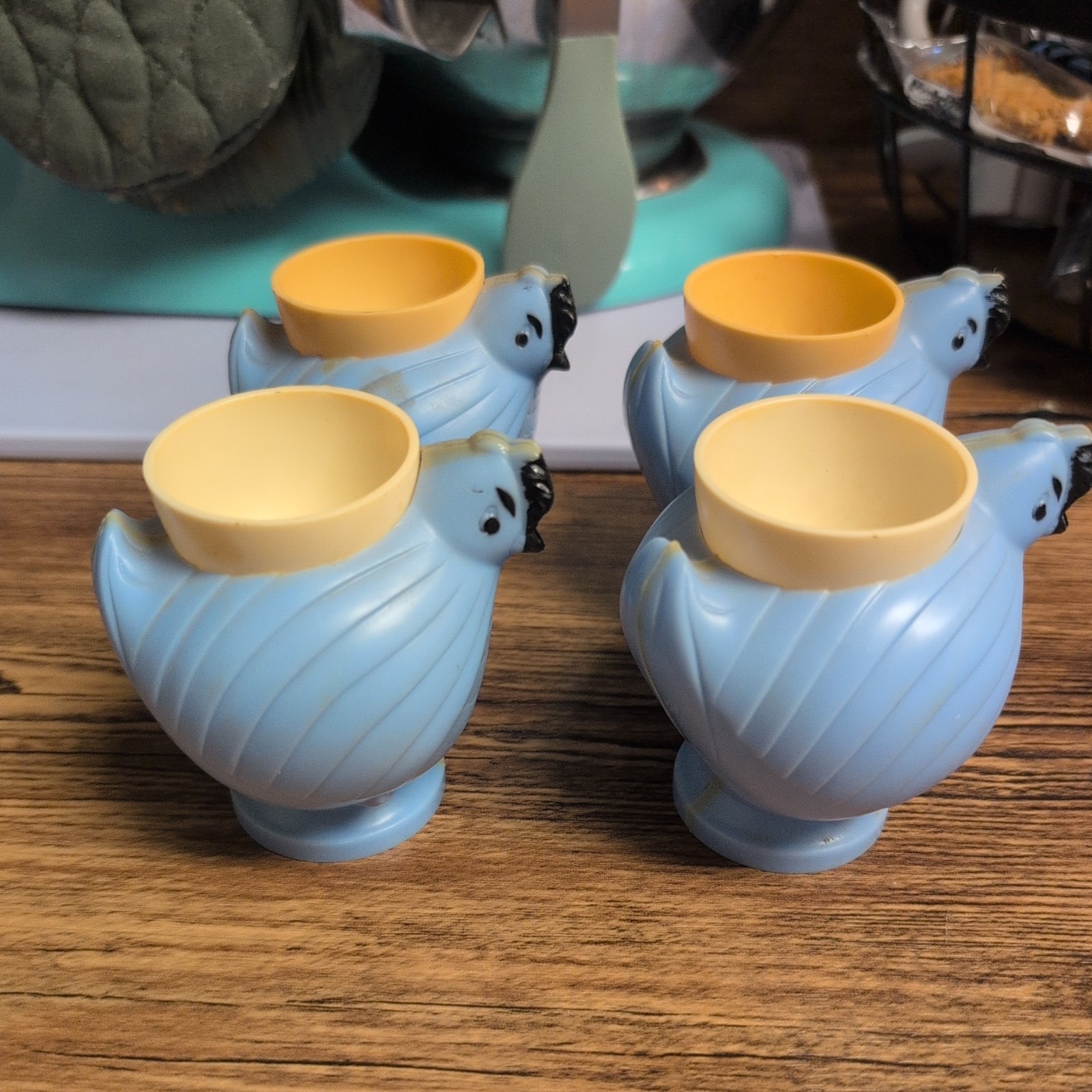 Adorable 50\'s 60s Soft Plastic Easter Egg Cups Figural Chicken Hen