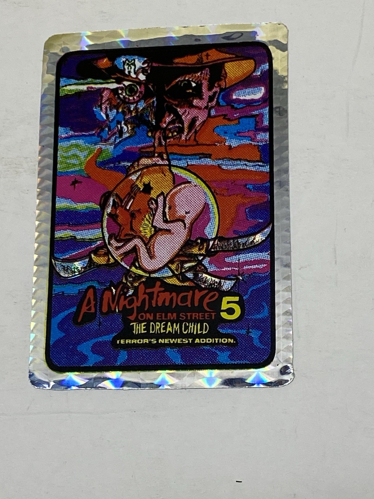 1989 Vintage NIGHTMARE ELM 5 Dream Child PRISM VENDING MACHINE STICKER Horror