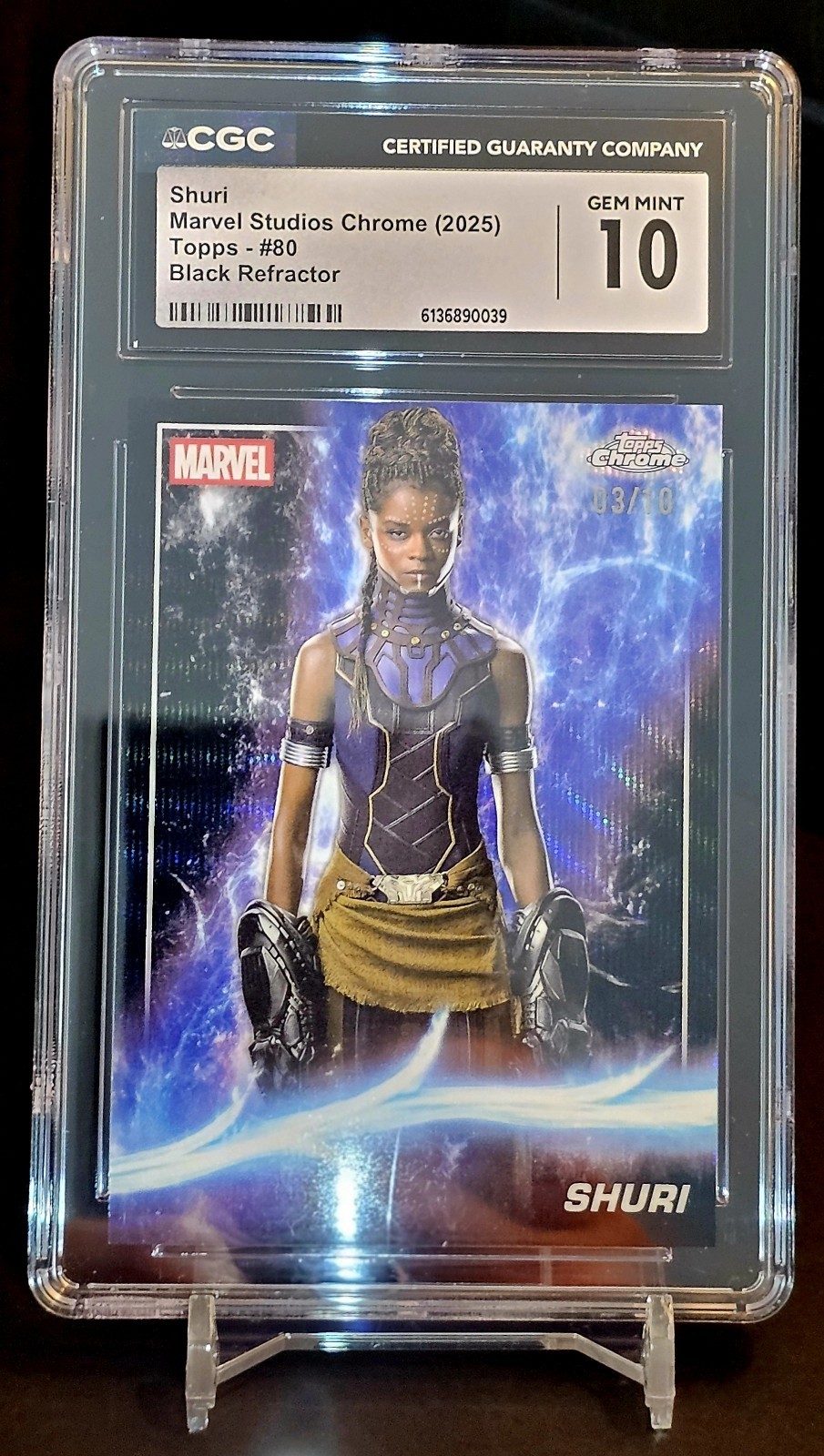2025 Topps Chrome Marvel Studios Shuri /10 Gem Mint 10 CGC Black Wave Refractor 2025 Topps Chrome Marvel Studios Shuri /10 Gem Mint 10 CGC Black Wave Refractor