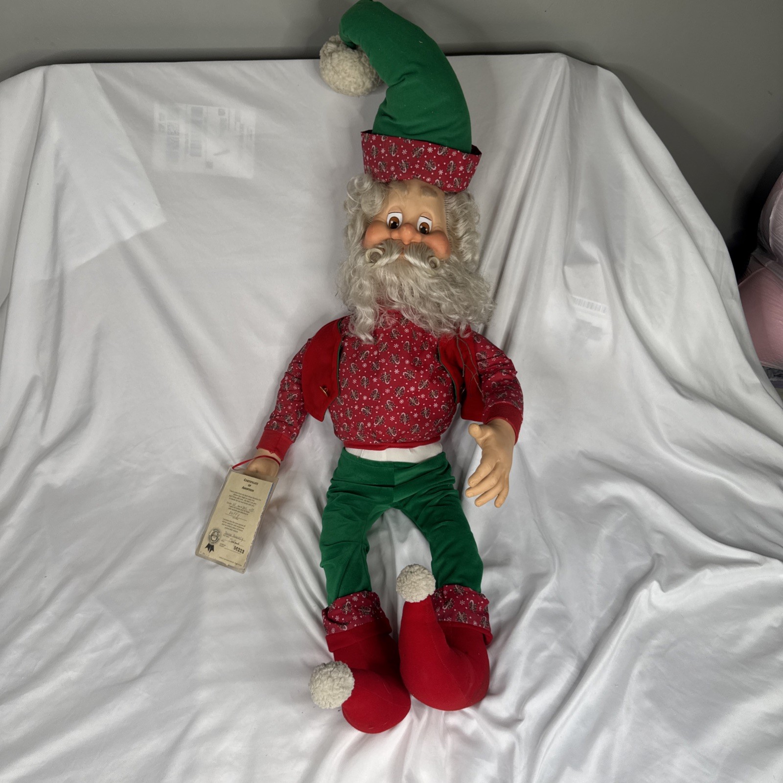 Sandi Zimnicki 1993 Enesco Vintage Santa 36'' Stuffed Elf w/ Cert. of Adoption