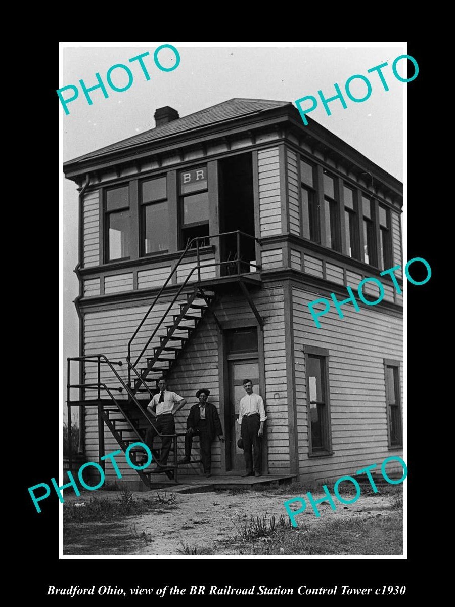 Bradford Ohio The Br Railroad Station Tower c1930 Old Large Historic Photo