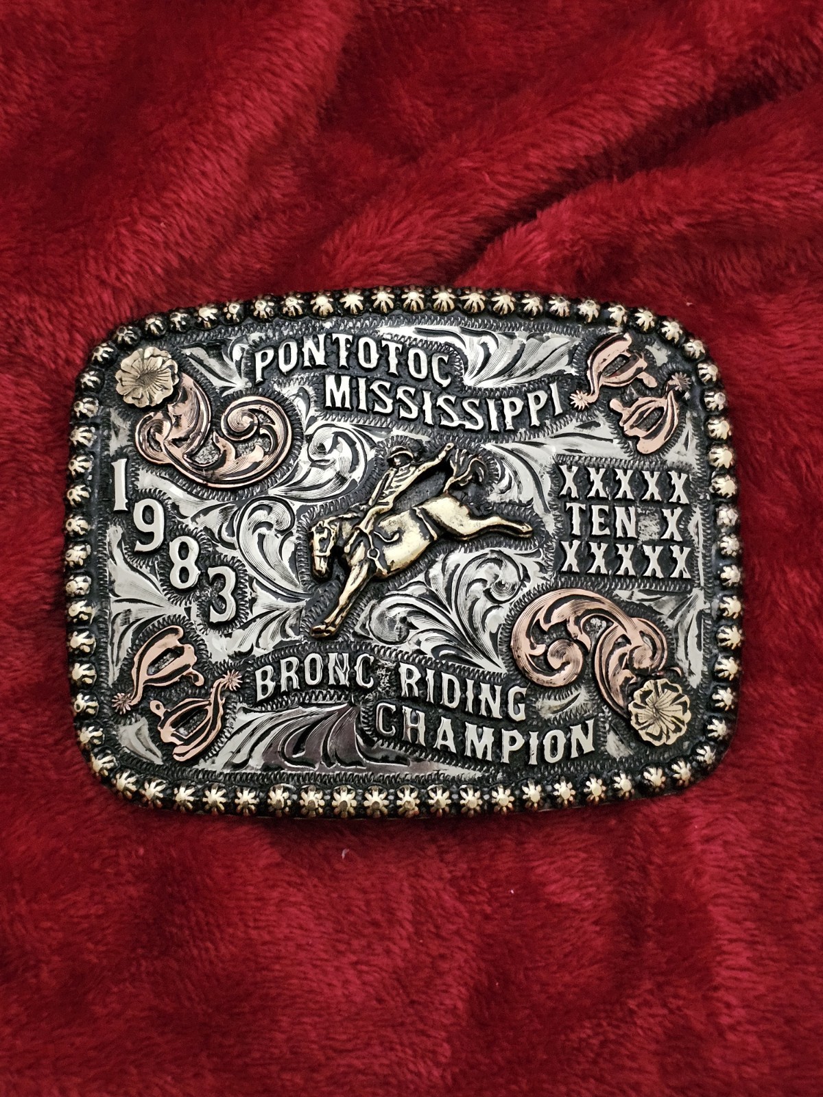 X~Treme Bronc Riding☆1983☆RODEO CHAMPION TROPHY BUCKLE☆Pontotoc Miss☆Rare☆166