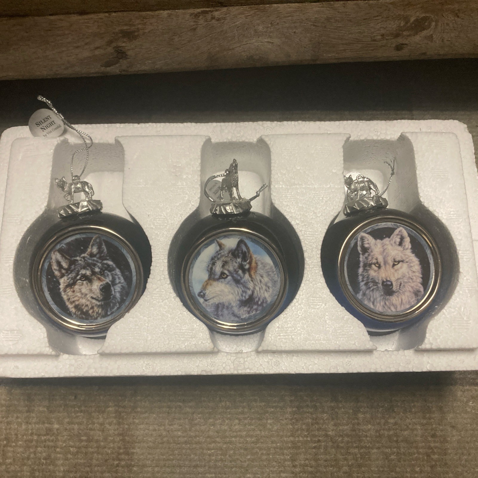 Bradford Editions Mystic Spirit Heirloom Wolf Ornament Collection Christmas 1999