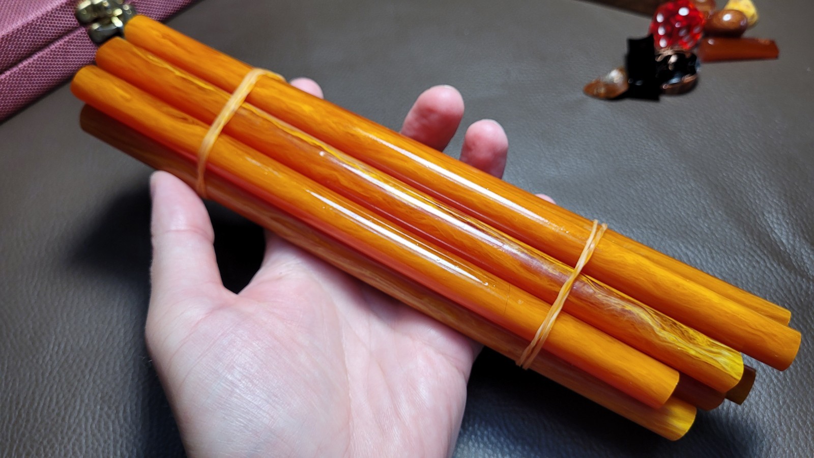Amber Bakelite Rods faturan Catalin for making prayer beads, Tasbih, Misbaha - 2