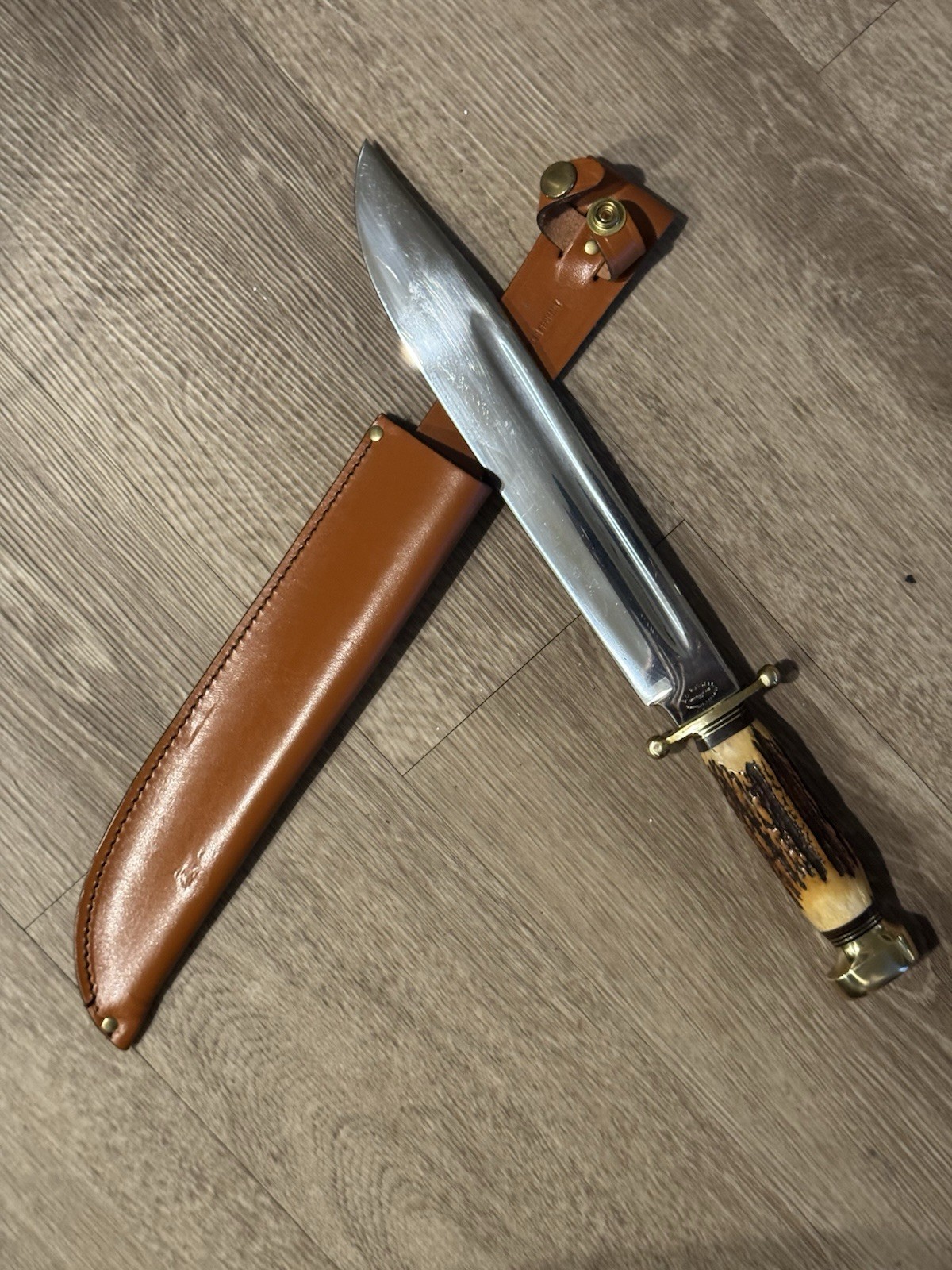 AG Russel Springdale AR, Solingen LARGE Bowie 1970s.  10 Inch Blade.  Exc Sheath
