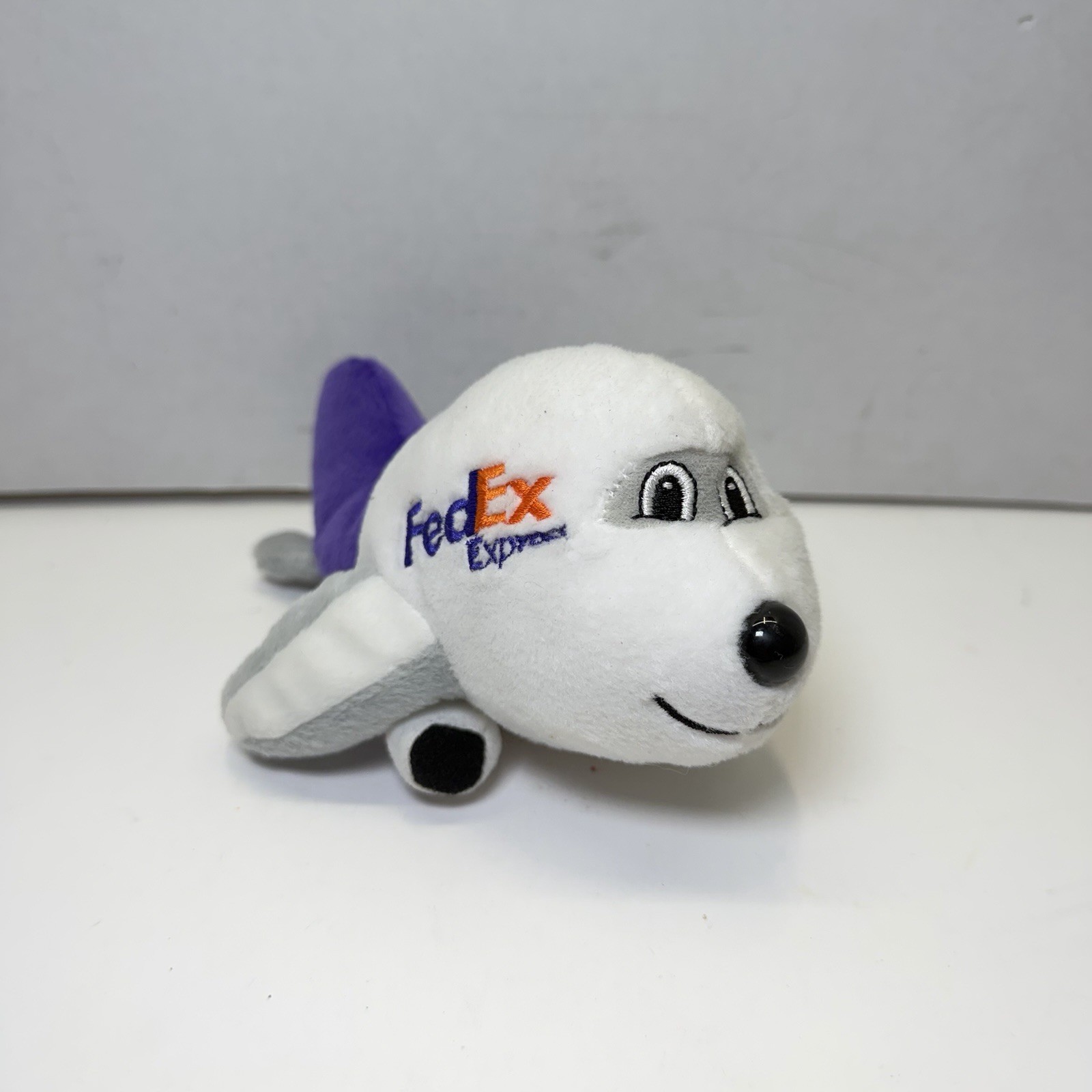 Vtg FedEx Express Beanbag Plush Airplane Jet Plane Stuffed Animal
