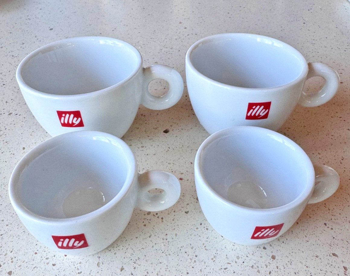 Set of 4 ILLY Vintage Cappuccino/Espresso  Cups Porcelain IPA Italy, SPAL