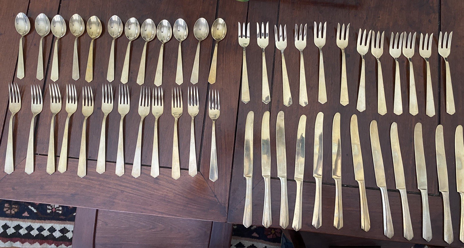 Amfarco Siam Brass Set Of 12 Flatware, 68 Pieces