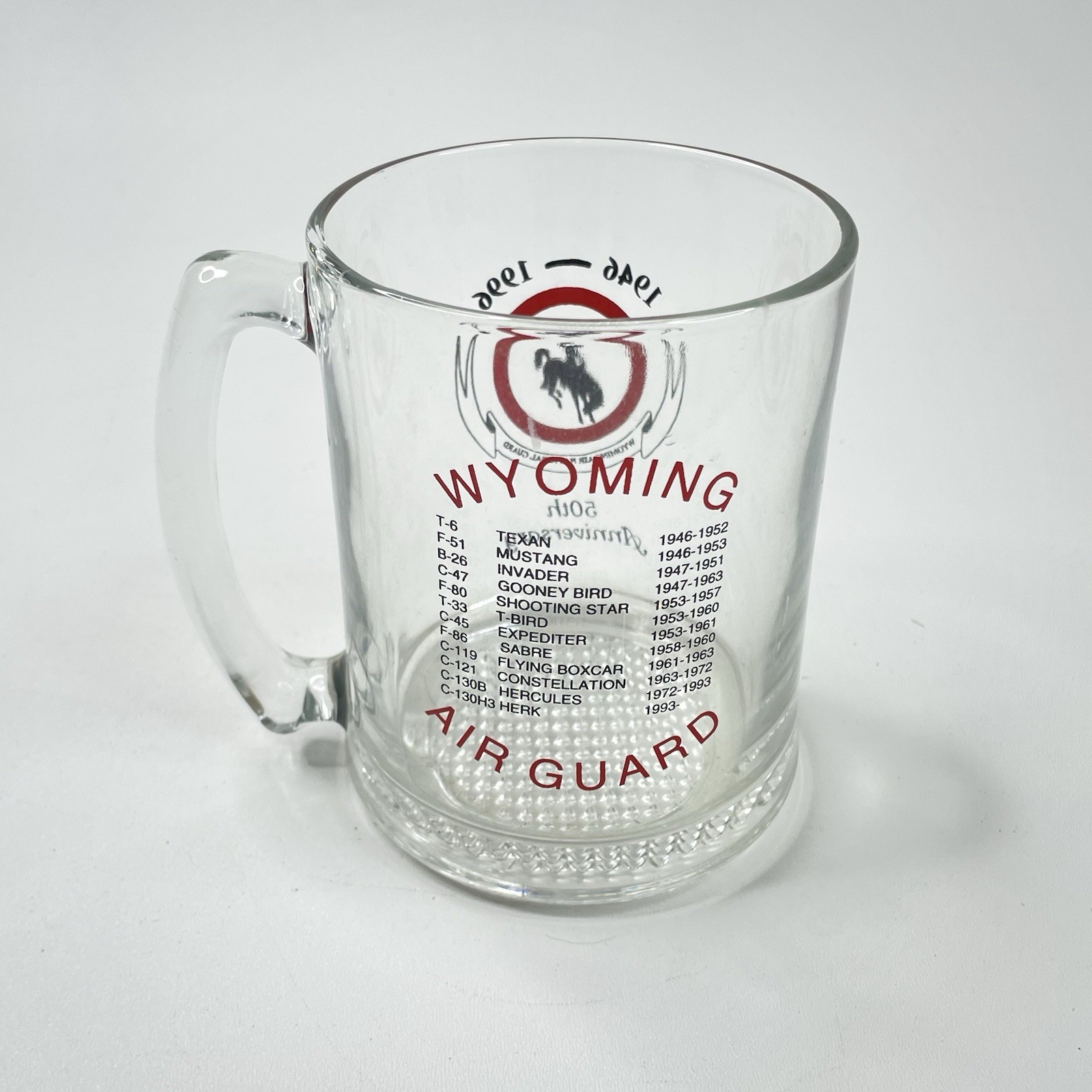 Vintage 1996 Wyoming Air National Guard Military Large Glass Mug