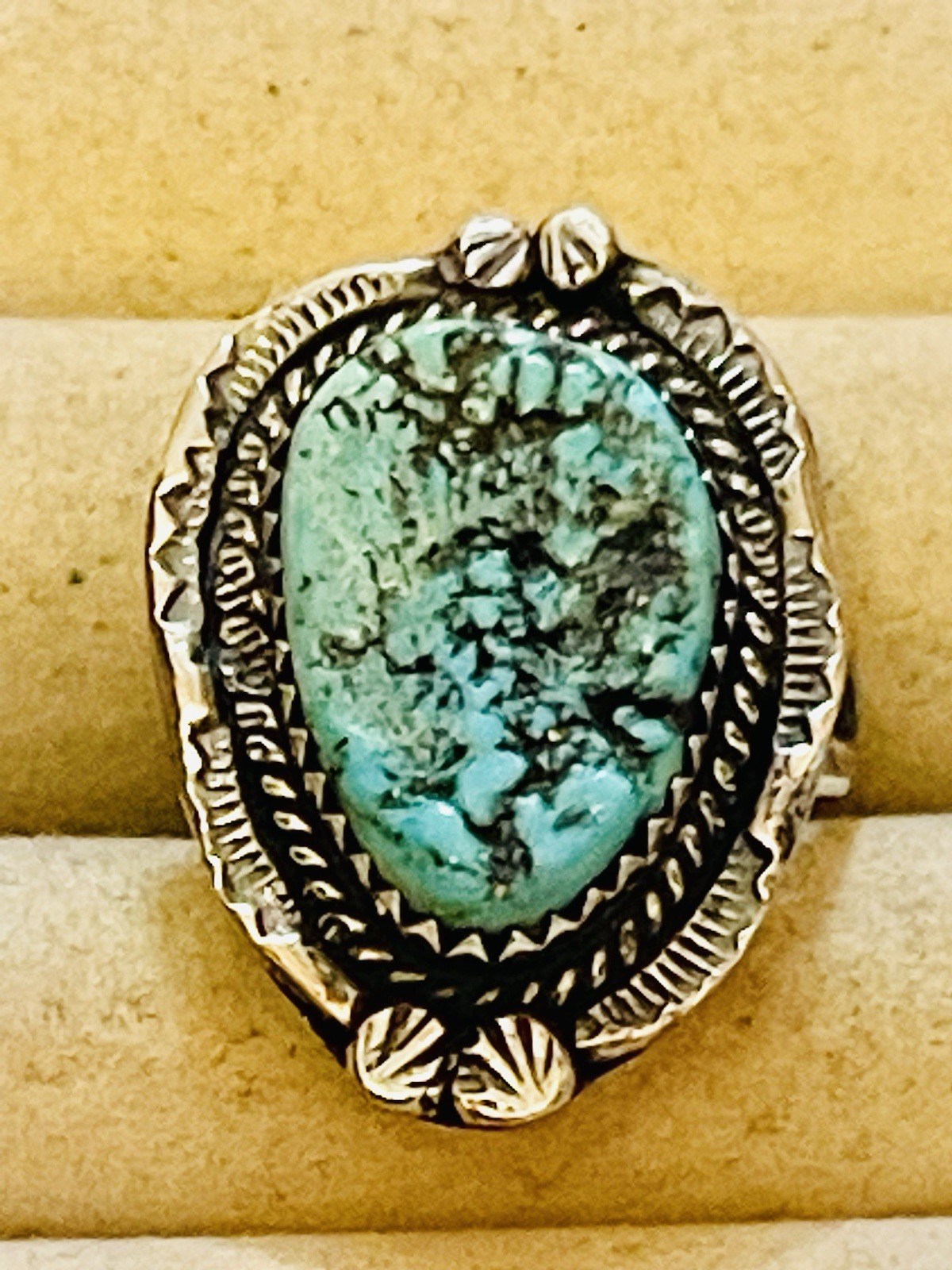 VTG Native American NAVAJO STERLING SILVER ROYSTON TURQUOISE RING 5.25