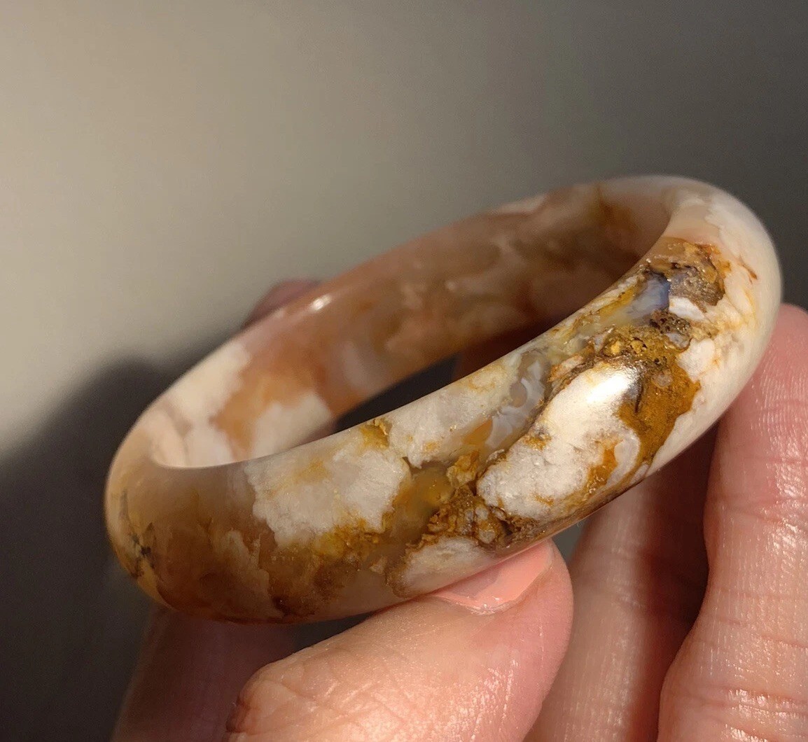 56.5mm Natural Madagascar Sakura Agate Cherry Blossom  Crystal Bangle