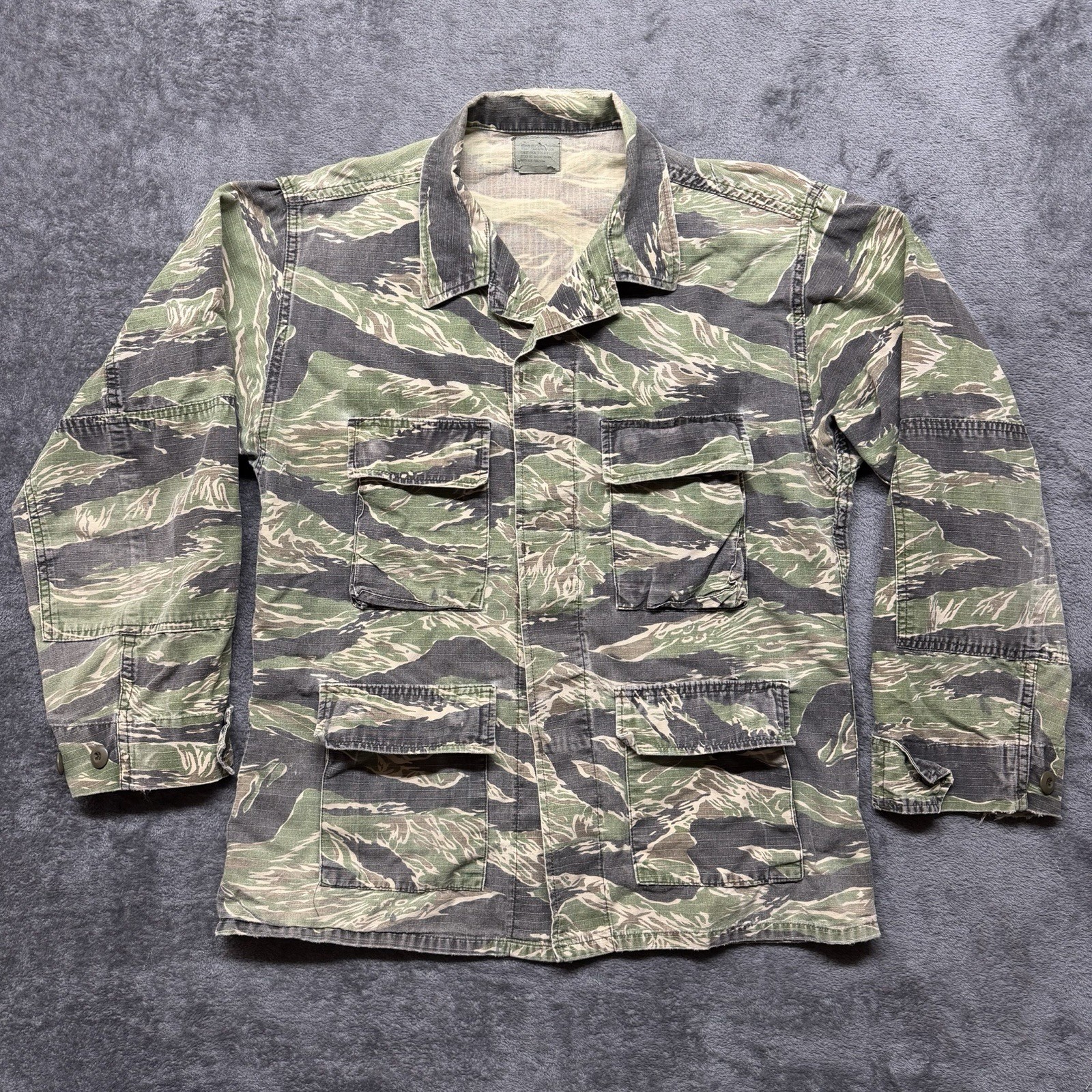 Vintage Tru-Spec Jacket Mens Medium Reg Tiger Stripe Camo Army Field 90s