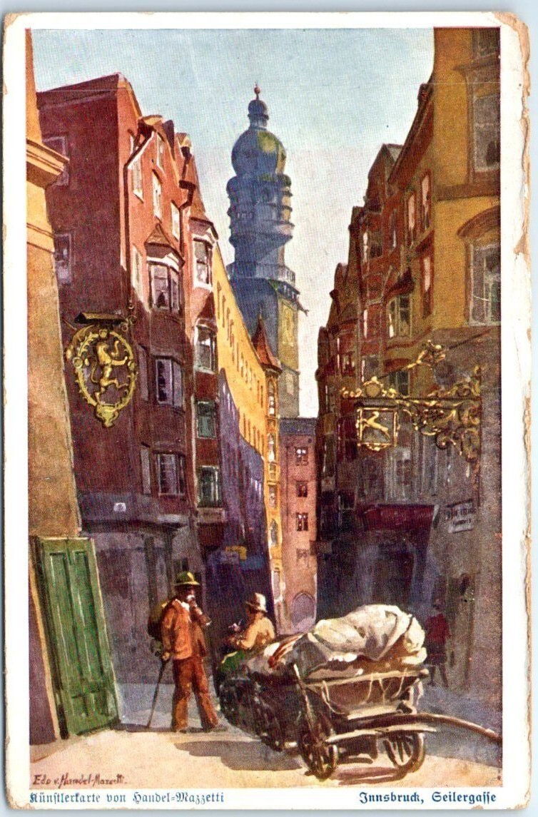 Postcard - Seilergasse with the city tower - Innsbruck, Austria