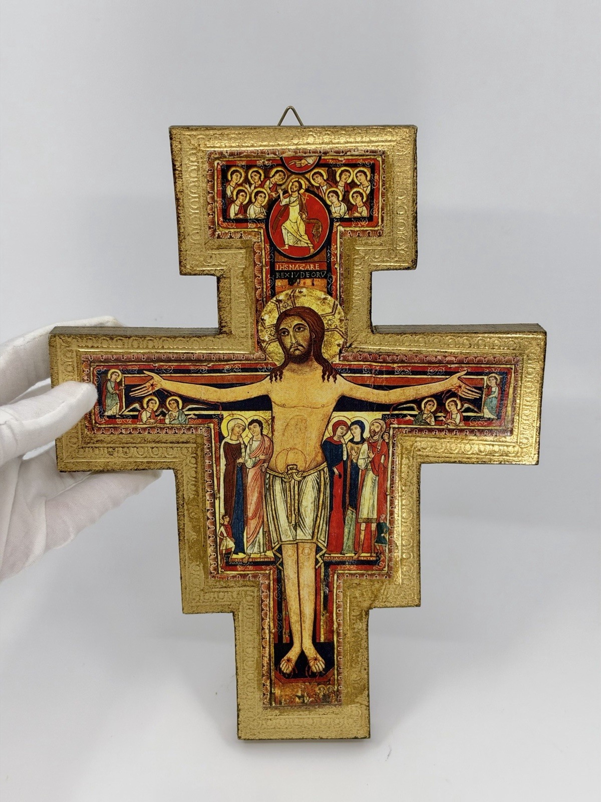 Vintage 11” San Damiano Crucifix Cross Made in Italy St Francis Wood