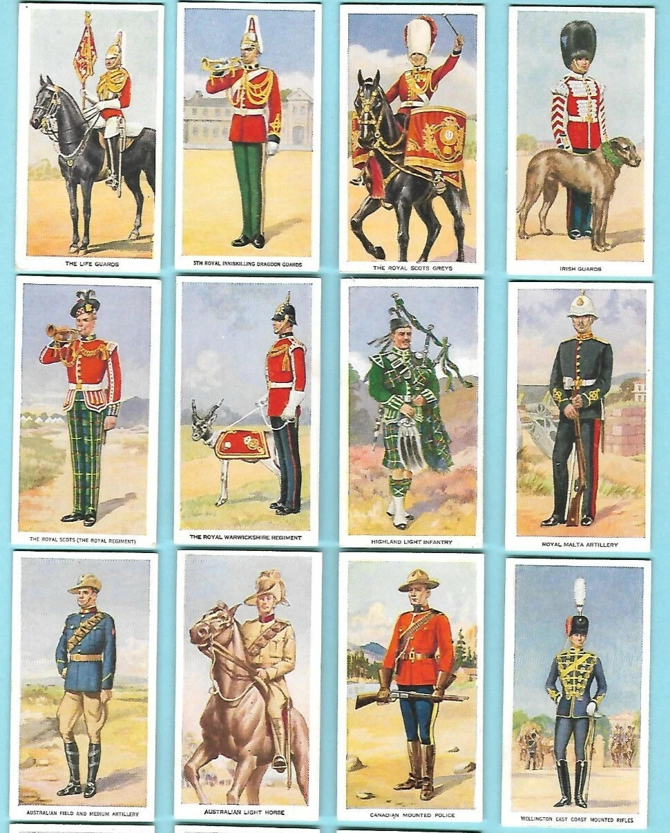 1939 GODFREY PHILLIPS SOLDIERS OF THE KING 36 DIFFERENT TOBACCO CARD SET