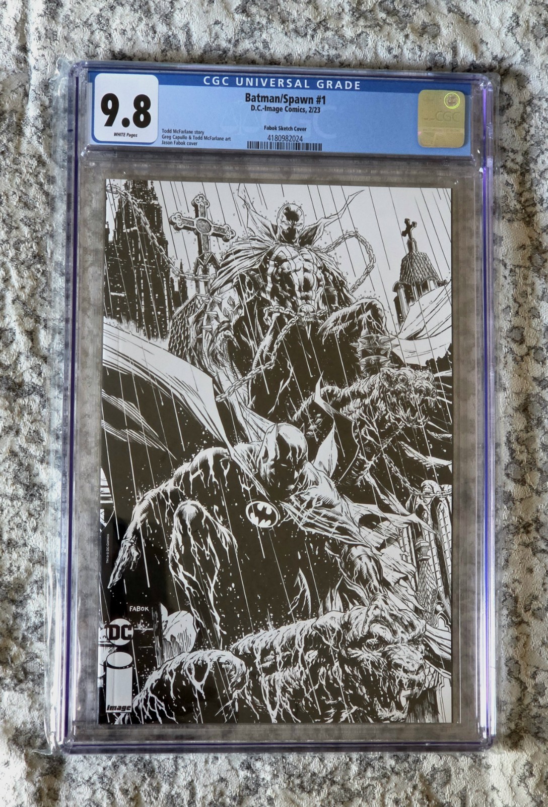 DC Comics Batman/Spawn #1 Jason Fabok Sketch B&W Variant CGC 9.8 2023 DC Comics Batman/Spawn #1 Jason Fabok Sketch B&W Variant CGC 9.8 2023