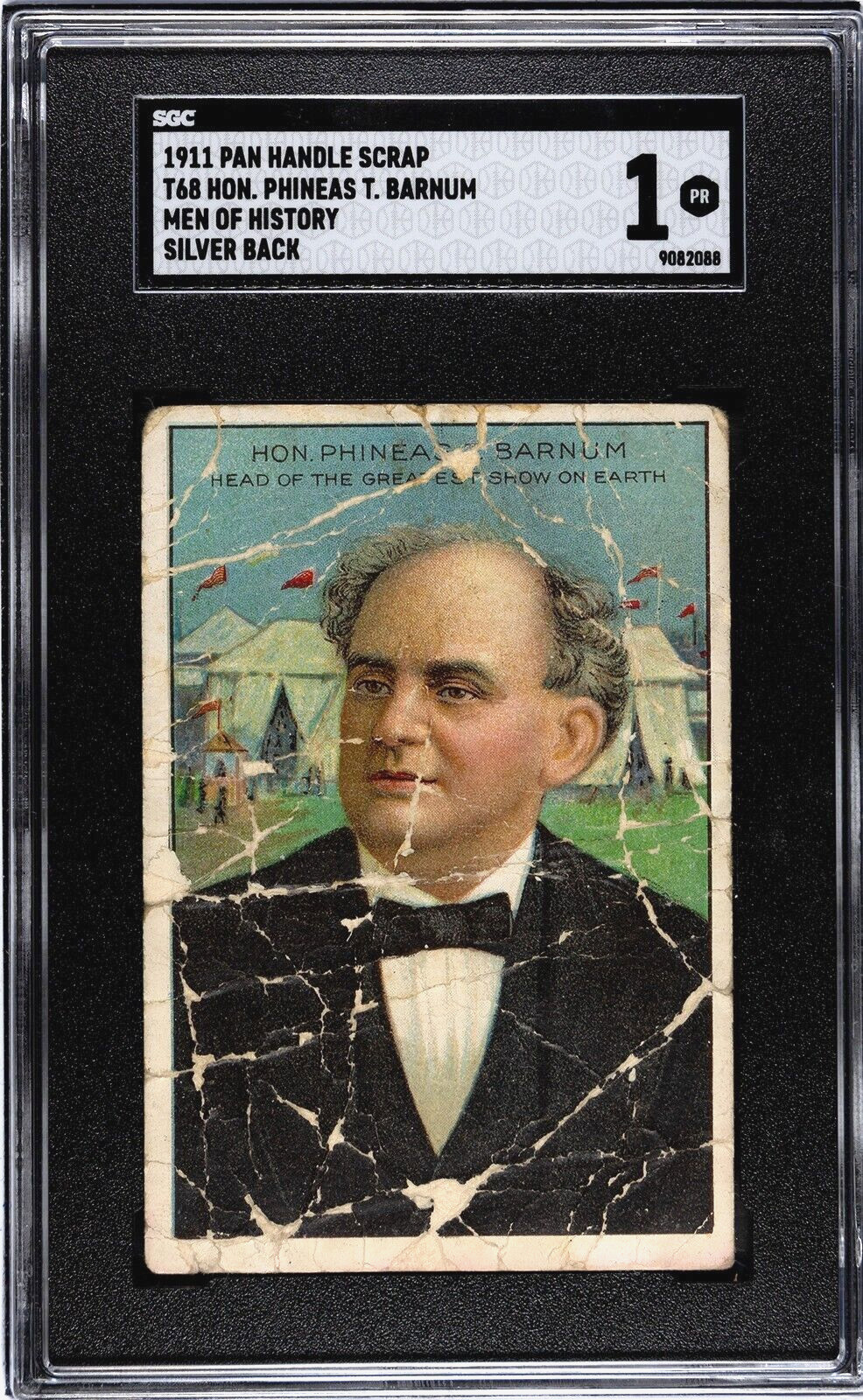 Phineas T. PT Barnum 1911 T68 Men of History SGC 1 Silver Back Pan Handle Scrap