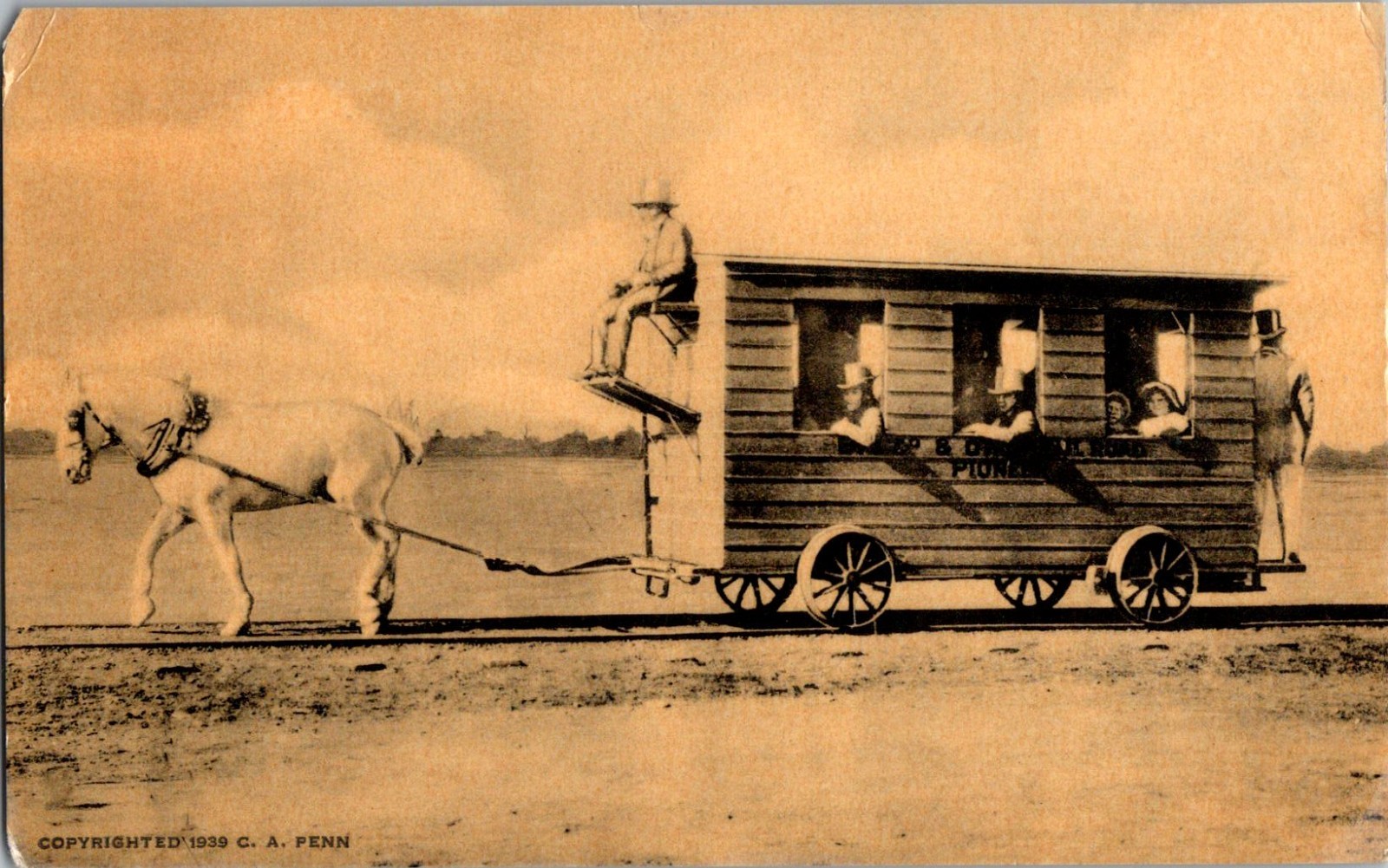 Rare Vintage Postcard B & O Railroad Pioneer Tracks Horse Drawn Coach 1939 (A3) Rare Vintage Postcard B & O Railroad Pioneer Tracks Horse Drawn Coach 1939 (A3)